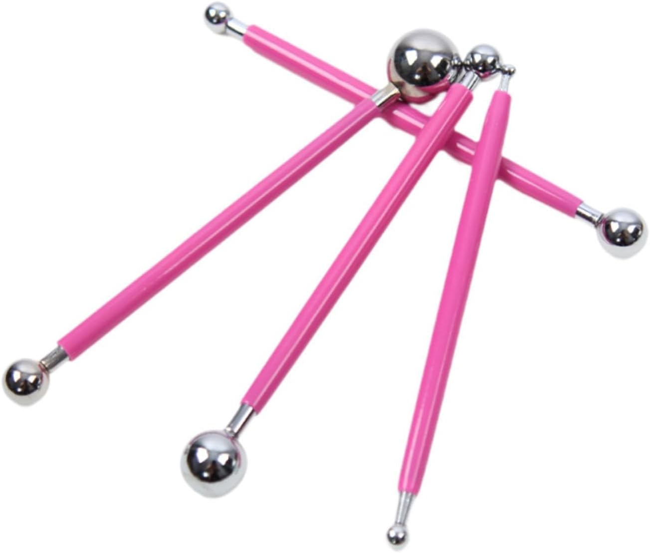 Yuksok 4Pcs Ball Stylus Dotting Tools Ball Stylus Embossing Pattern Ceramics Sculpture Modeling Tool Double Head Clay Tools, Red - Blue image number 5