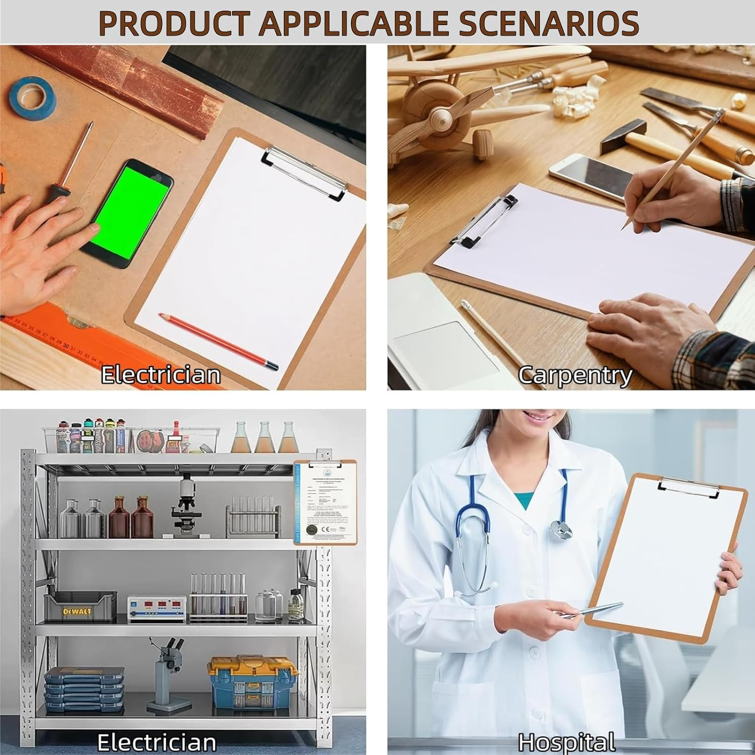 6PCS A4 Clipboards,Basics Hardboard Office Clipboard,A4 Standard Clipboard Size 9" X 12.5",Back to School Teacher Classroom Supplies,School Supplies for College Students,Office Supply image number 1