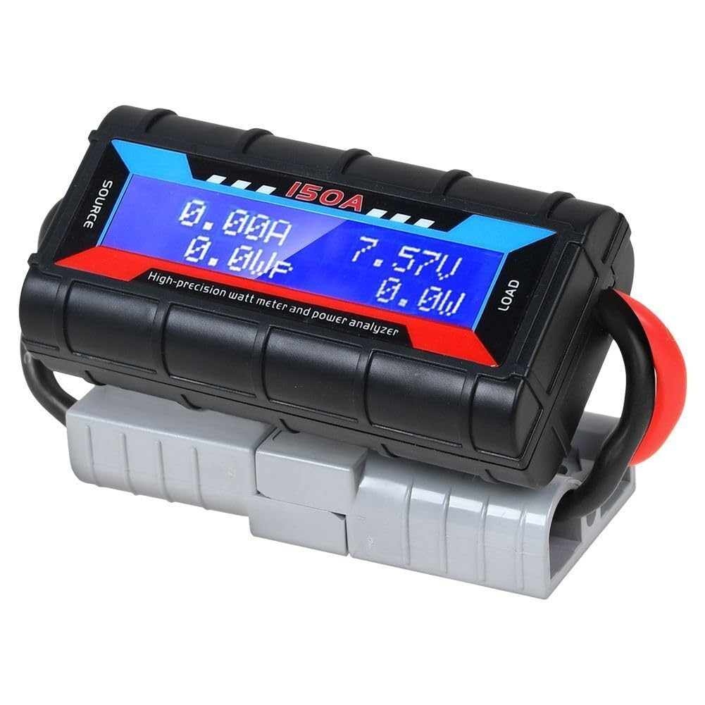 1 PCS 150A LCD Digital Amp Watt Meter Power Analyser Black Plastic Car Accessories Solar Caravan Meter for Anderson Plug Tool