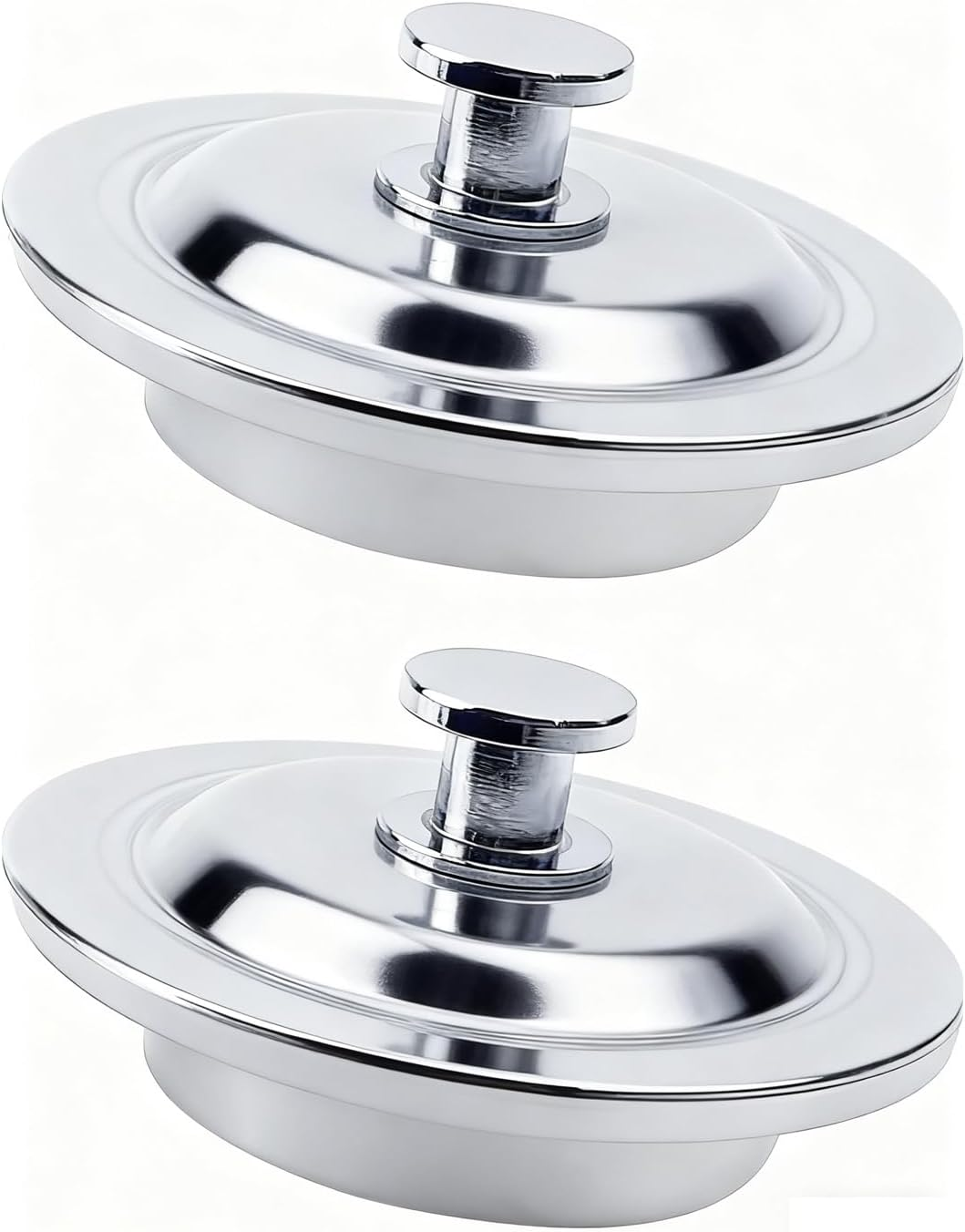 Loimon Universal Drain Plug 42-44Mm, Stainless Steel Bath Sink Stopper with Silicone Seal - Basin Waste Plug Replacement for Kitchen Sink, Bathroom Vanity & Bathtub (2 Pack, White) image number 2