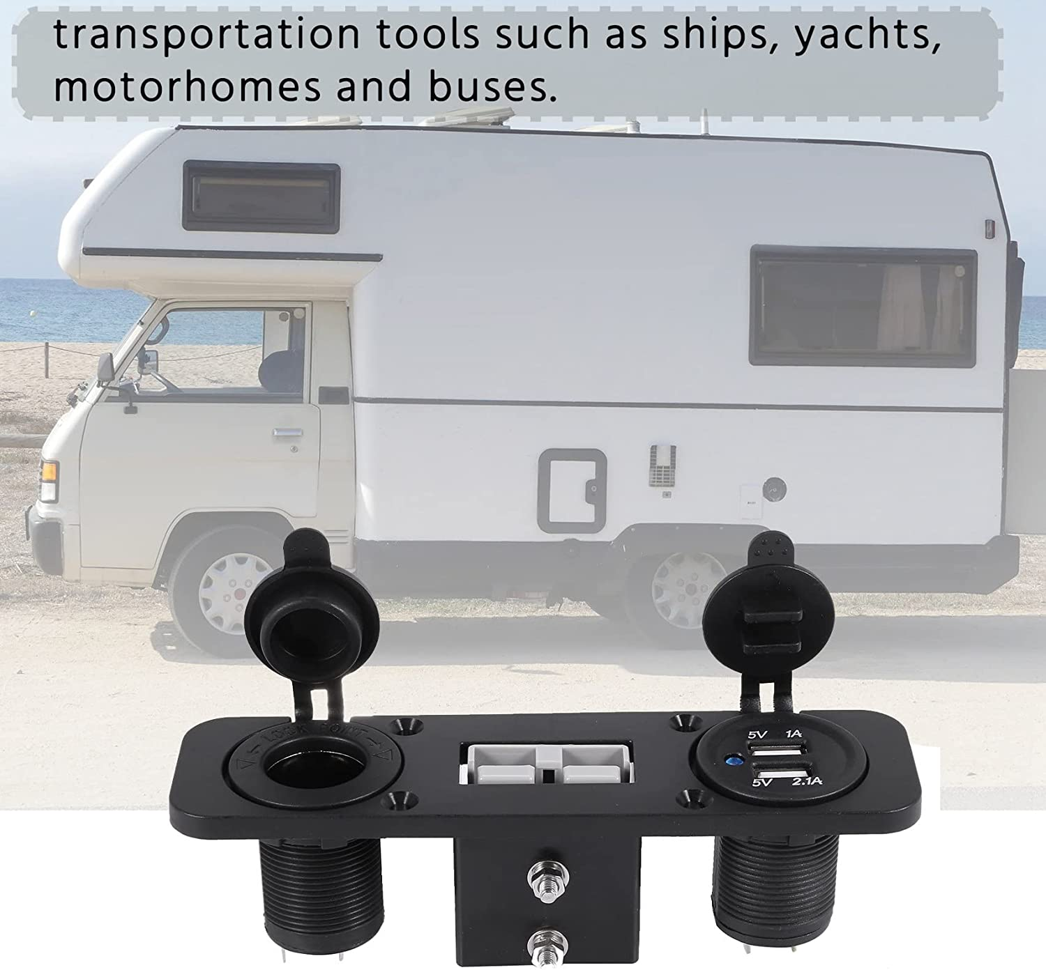 Bopfimer Flush Mount for Anderson Plug Socket Double USB Charger Socket Panel for Caravan Boat Truck