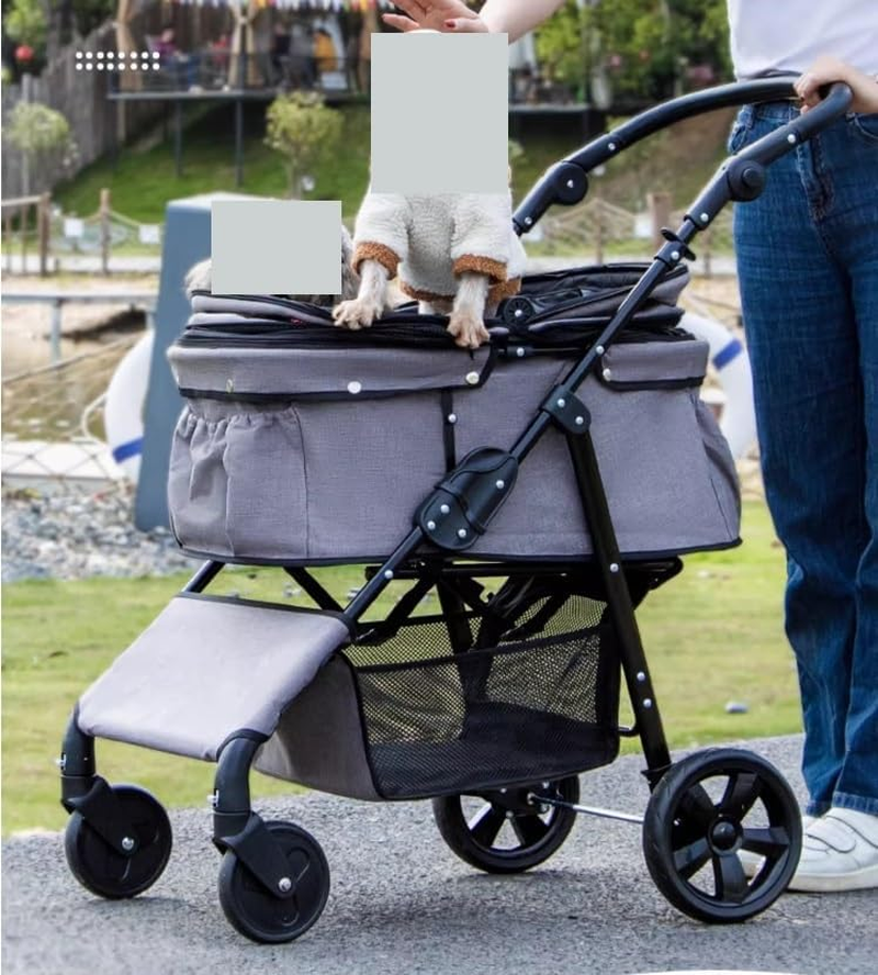 Pet Stroller Dog Stroller Cat Stroller Folding Pet Stroller Dog Folding Stroller with 4 Wheels Dog Cat Puppy Stroller for Medium Small Pet Dog Pram Dog Cat(Color:D) image number 1