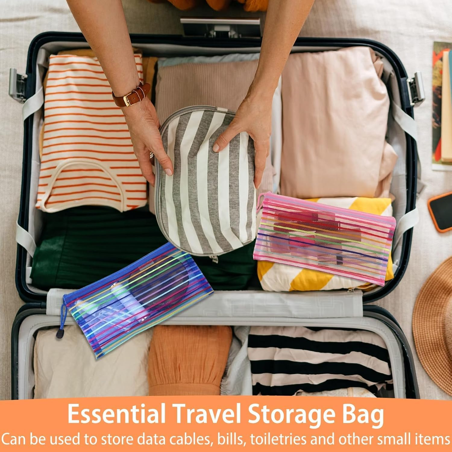 40 Pack 10 Colors Zipper Mesh Pouch, Storage Pencil Pouches, Multipurpose Pencil Pouch Bulk for School and Office Supplies, Cosmetics Travel Accessories, Multicolor