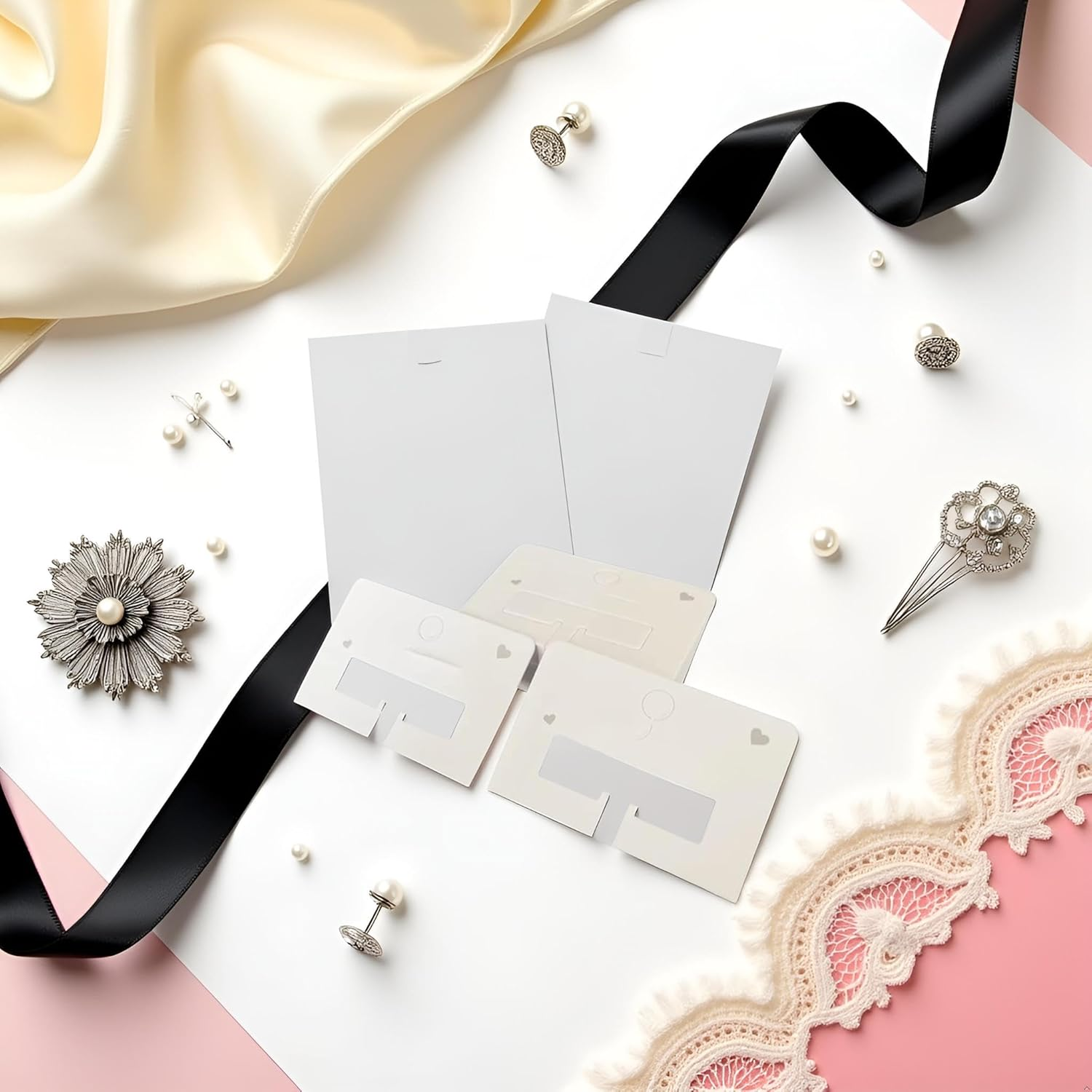 100 Pcs White Hair Accessories Holder - Display Cards for Bows,Hairpins,Clips,Barrettes in Packing Paper Cardboard,Clips and Barrettes,Hair Clips,Hair Accessories