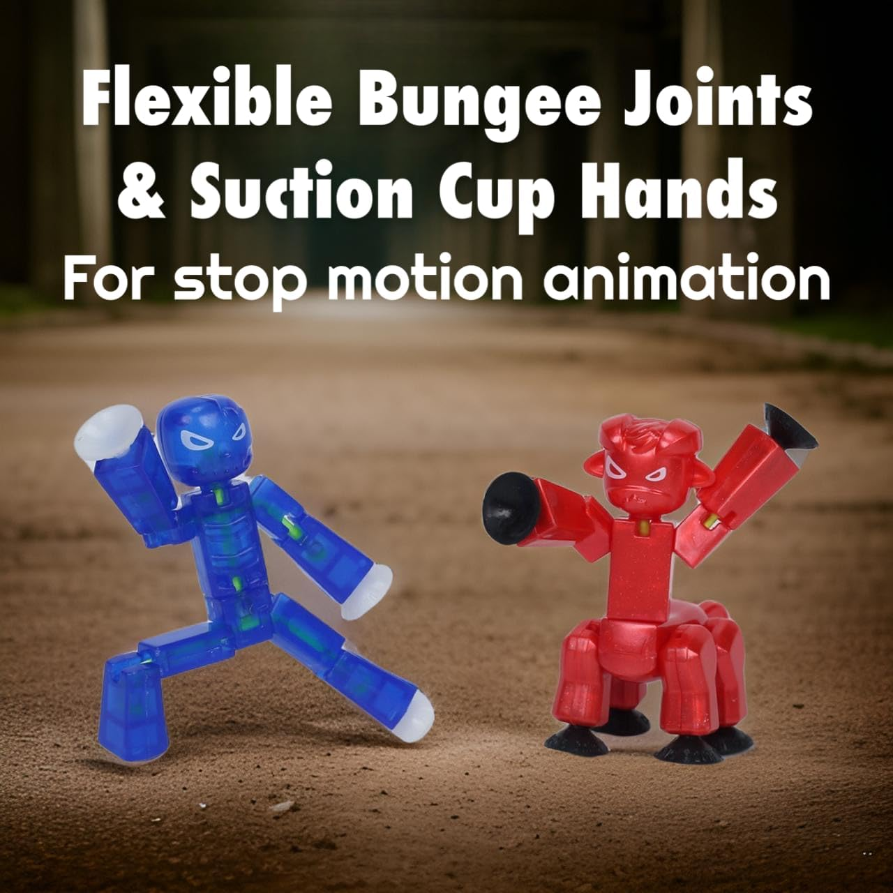 Zing Stikbot Dual Pack - Includes 2 Stikbots - Collectible Action Figures, Stop Motion Animation, Ages 4 and up (Indigo Clear Blue (Grim) + Red Chrome (Kyron)) image number 1