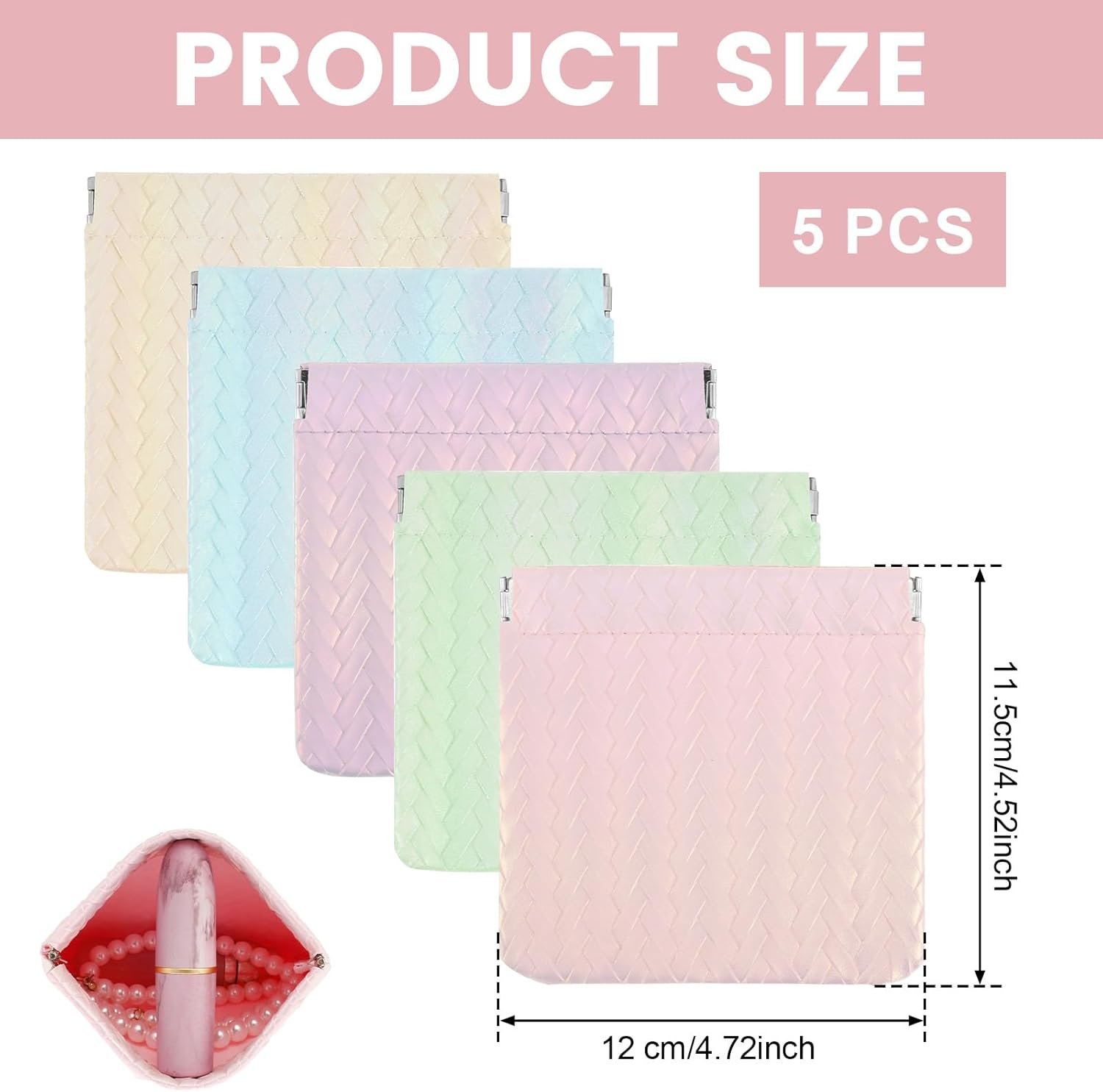 DJAPWPX-5 Pcs Small Makeup Bag for Purse Waterproof PU Leather Cosmetic Bag Portable Pocket Pouch Multifunctional Mini Makeup Bag Set for Women Makeup Organizer image number 1