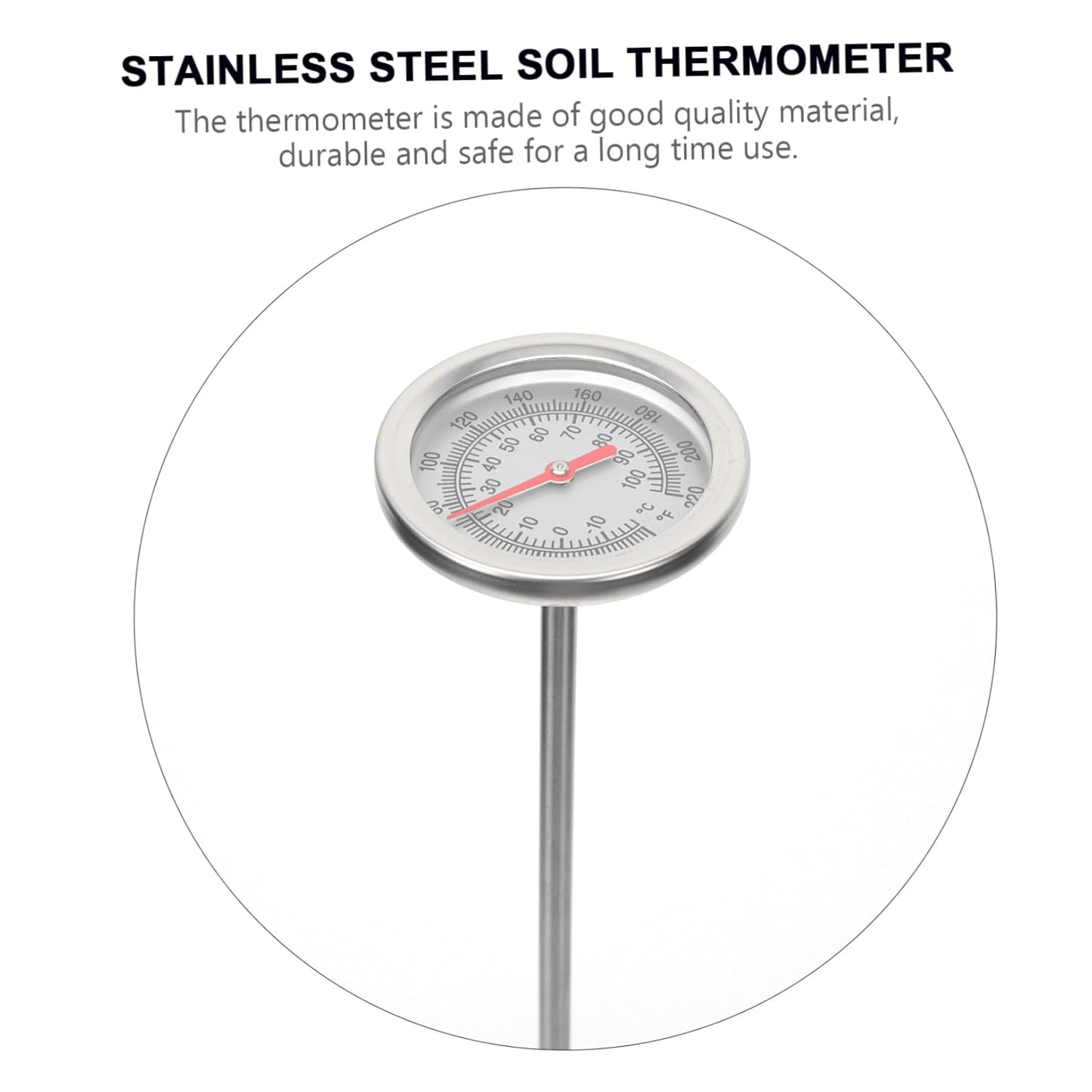 Abaodam Extended Stainless Steel Compost Soil Thermometer Probe Fast Response Temperature Gauge for Gardening Food-Grade Material Range image number 3