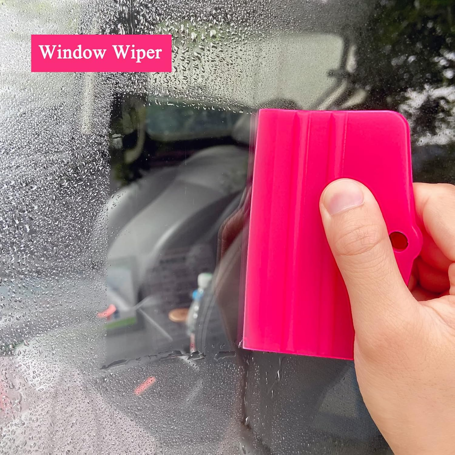 Umaki 4.3'' X 2.9'' Silicone Pink Squeegee, Flexible Small Squeegee for Car Paint Protection Film, Vinyl Wrap, Tinting Film and Screen Printing, Water Blade for Sink, Glass, Tiles, Mirror image number 3