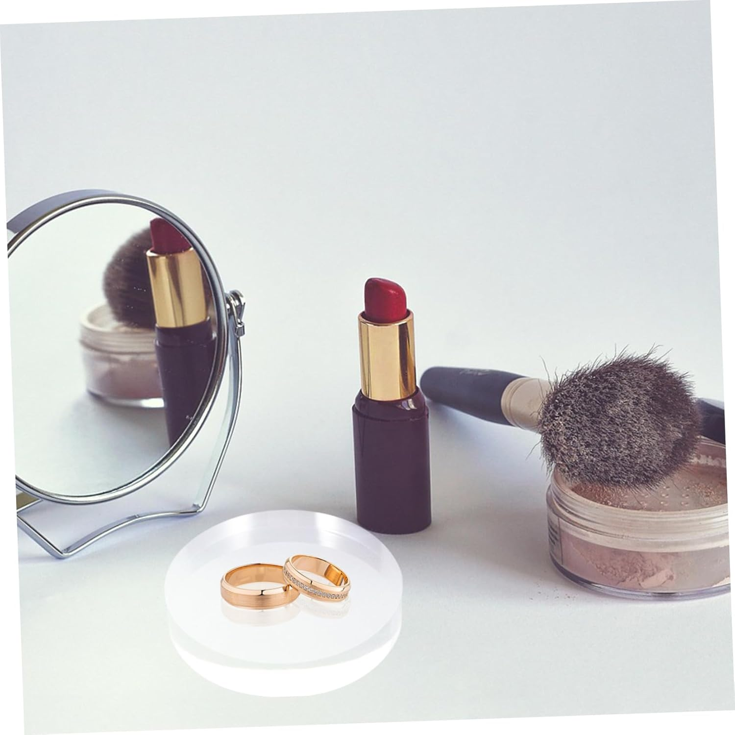 DECHOUS Transparent Acrylic Desktop Display Base round Makeup Jewelry Organizer Stand for Figurines Crafts Storage and Home Decor image number 2