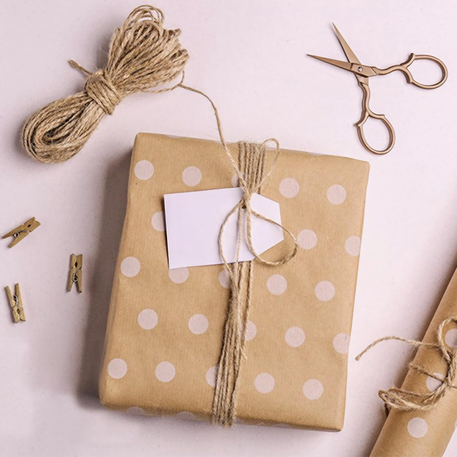 Christmas Wrapping Paper Rolls, 5 Rolls 44Cm X 300Cm, Brown Kraft Paper with Snowflake, Elk, and Xmas Tree Designs for Christmas, Party, and Festive Decorations image number 6