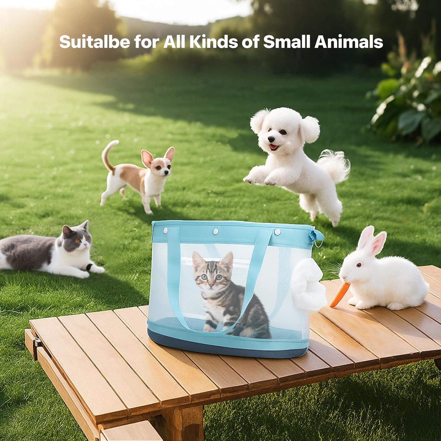 Dog Purse Carrier for Small Dogs, Cats - Dog Carrier Purse for Small Animals up to 22Lbs, Collapsible Breathable Pet Carrier Sling for Outing Travel Vet-Dark Blue - Gray image number 3