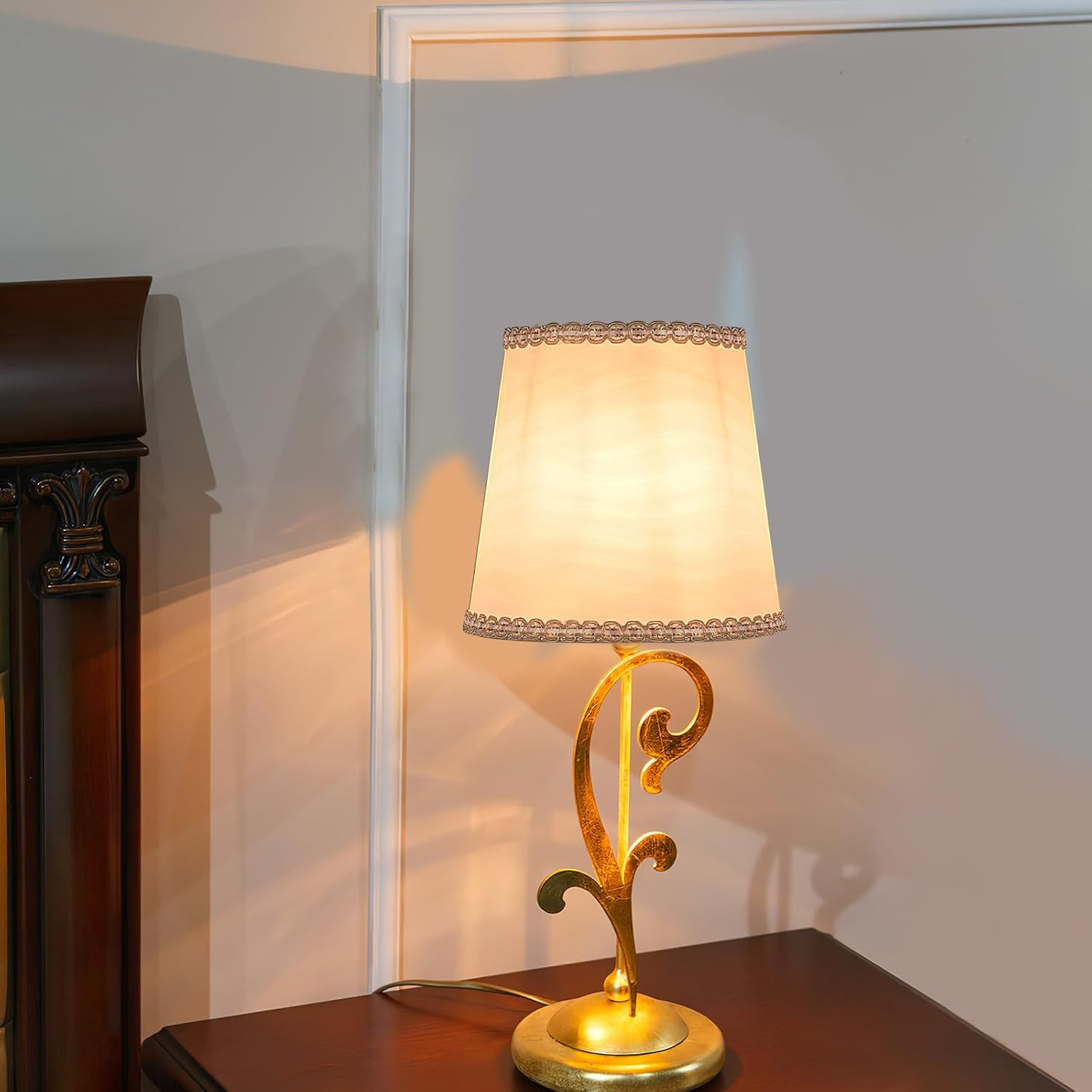 GALPADA Clip-On Small Fabric Lampshade with Reflective Wave Pattern for Light, Shade Accessory for Table Lamps and Home Lighting