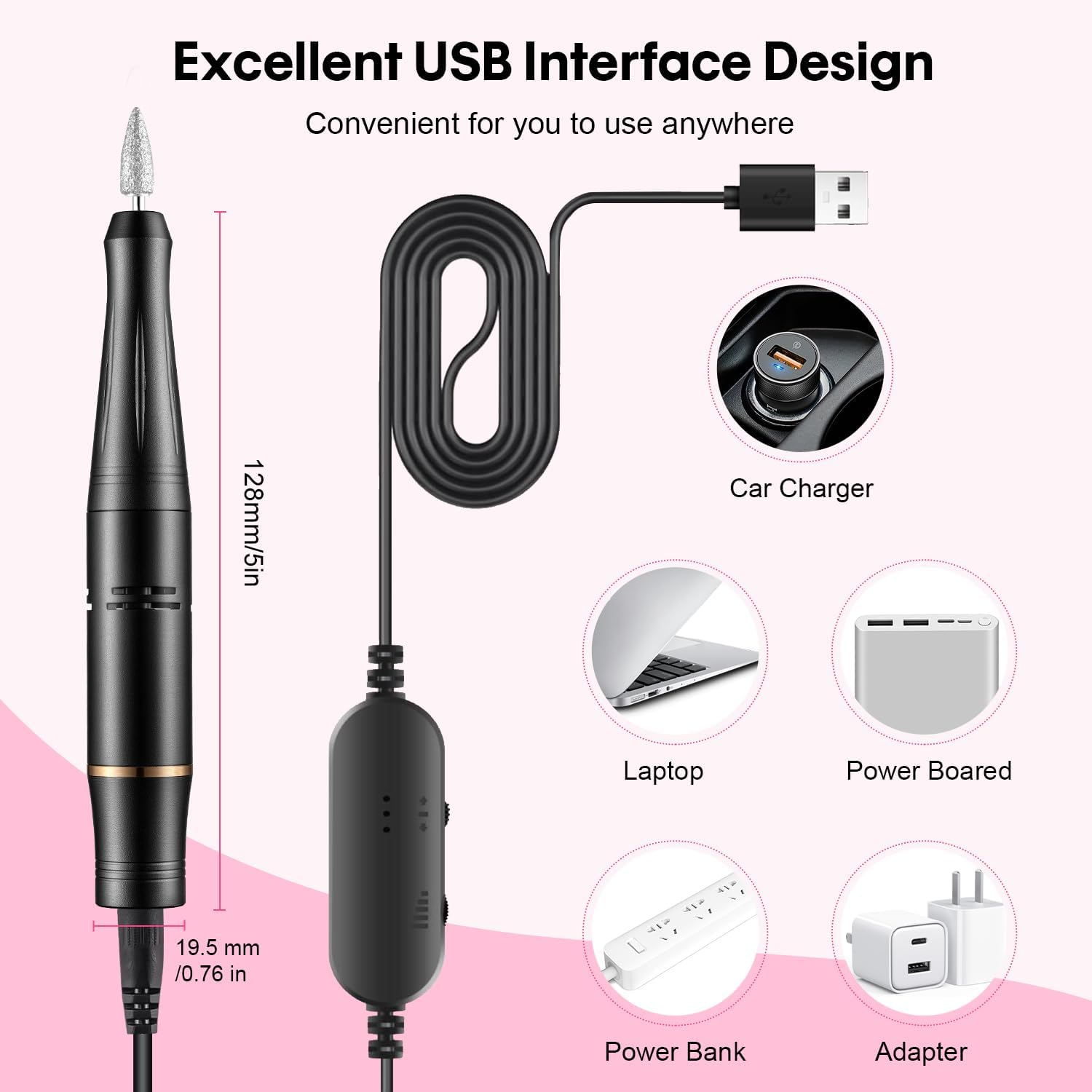 Nail Sander Electric Nail File 23000RPM Professional Nail Sander 11 in 1 Silent Portable Nail Sander Manicure Pedicure Kit for Beginners Salon image number 1