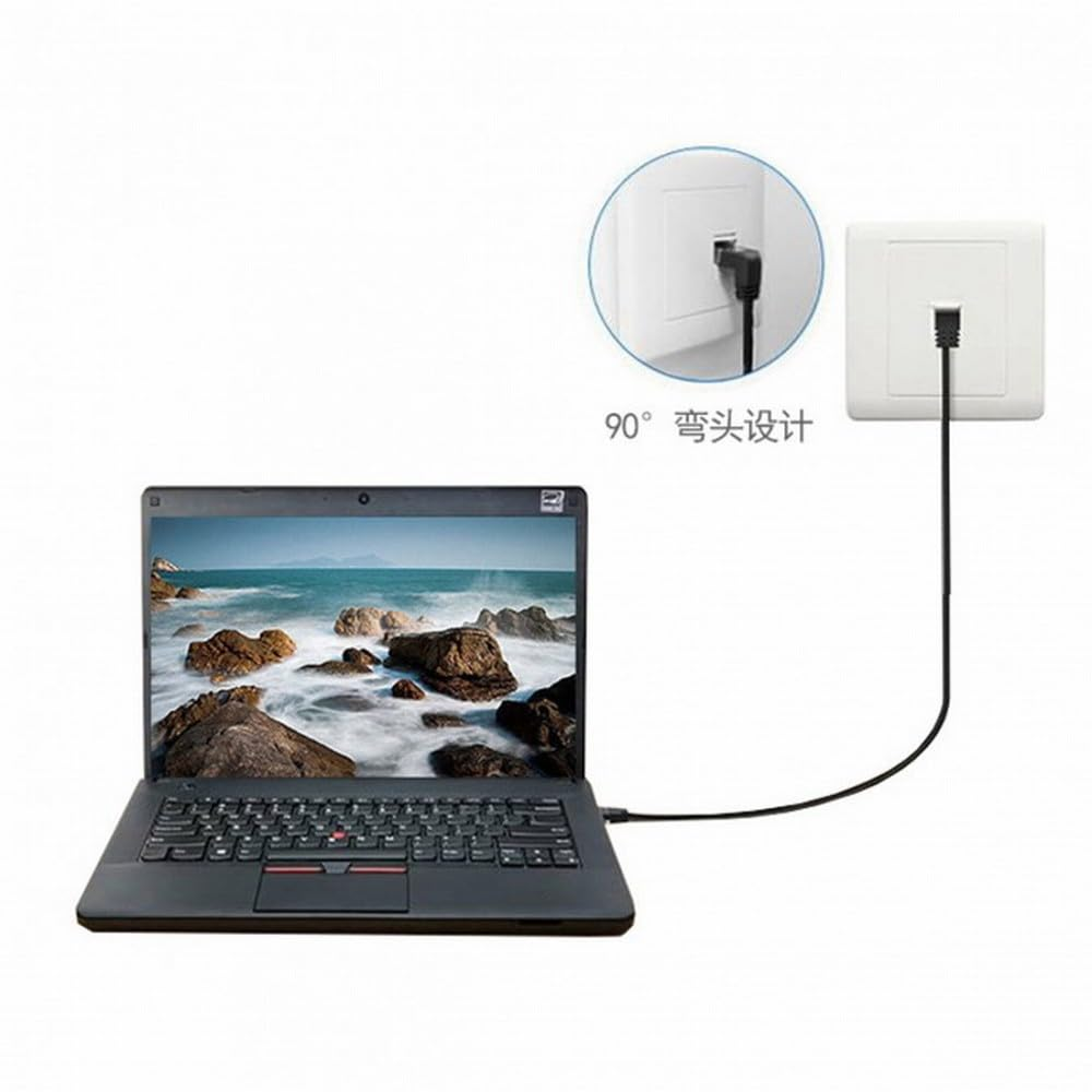 Cablecc Ultra Slim Cat6 Ethernet Cable RJ45 down Angled to Straight UTP Network Cable Patch Cord 90 Degree Cat6A LAN for Laptop Router TV Box 3M image number 5