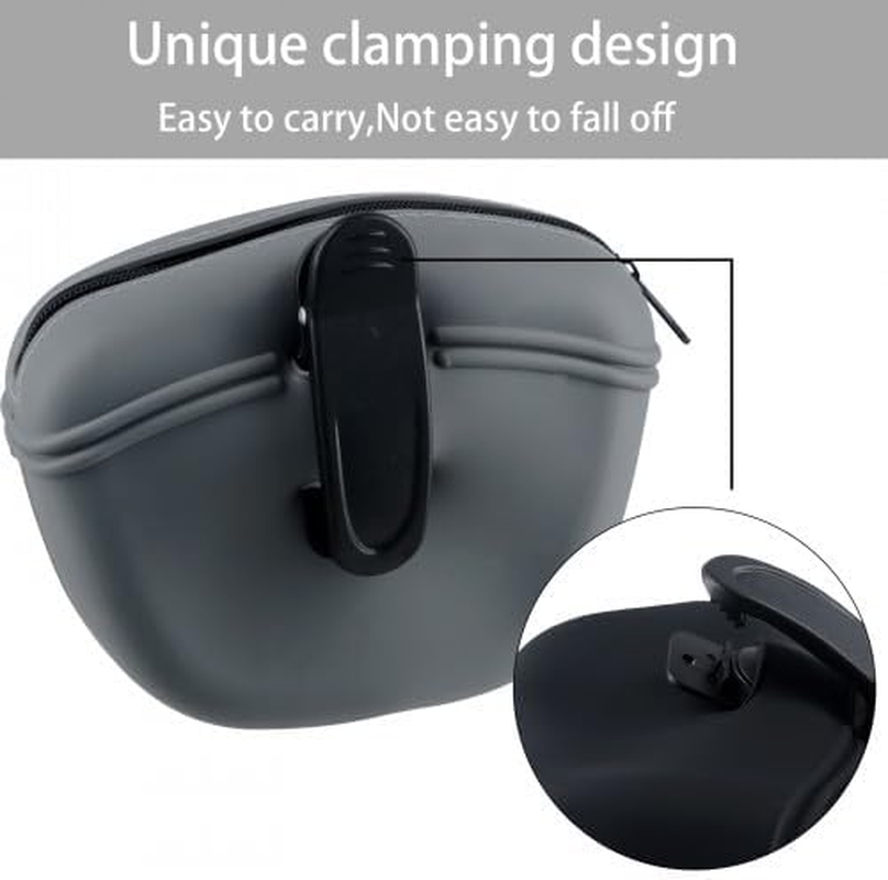 Dokeno Silicone Dog Treat Bag, Pack of 2 Pet Food Bags for Dog Training, Portable Dog Training Snack Bag with Clip and Zip, Black and Grey image number 5