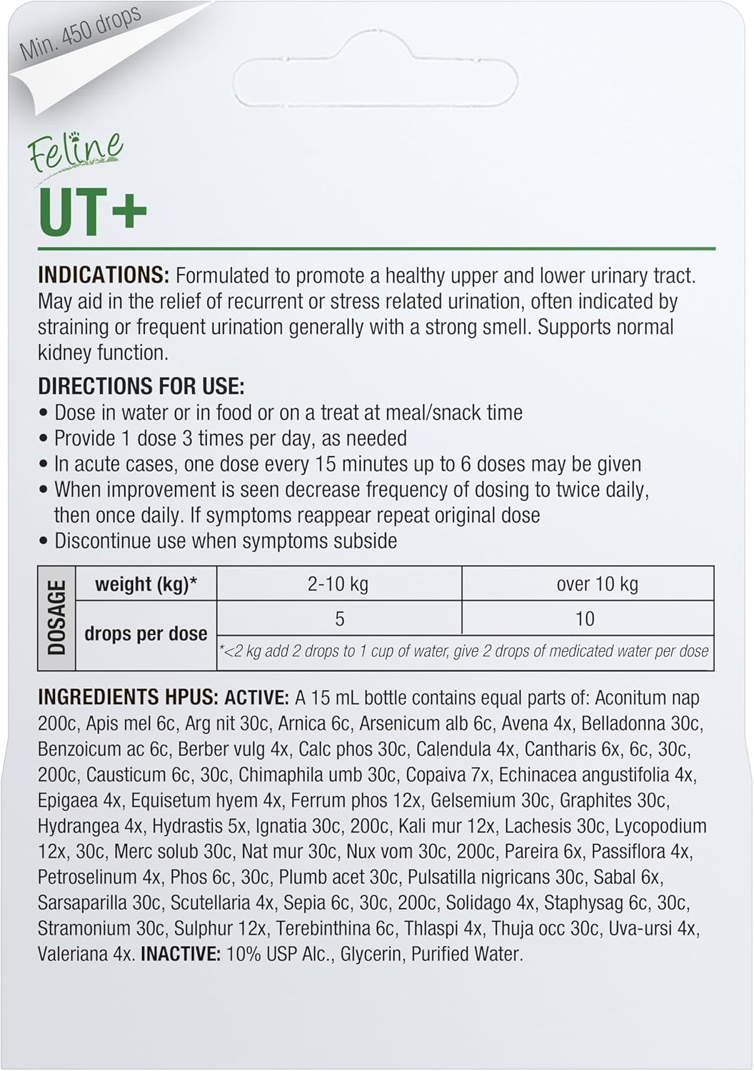 Homeopet Feline UT+ 15 Ml for Cats - Safe Natural Remedy for Cat UTI Treatment & Cystitis Relief. Urinary Tract Formula and Bladder Infection & Kidney Support Supplement for Cats & Kittens image number 1