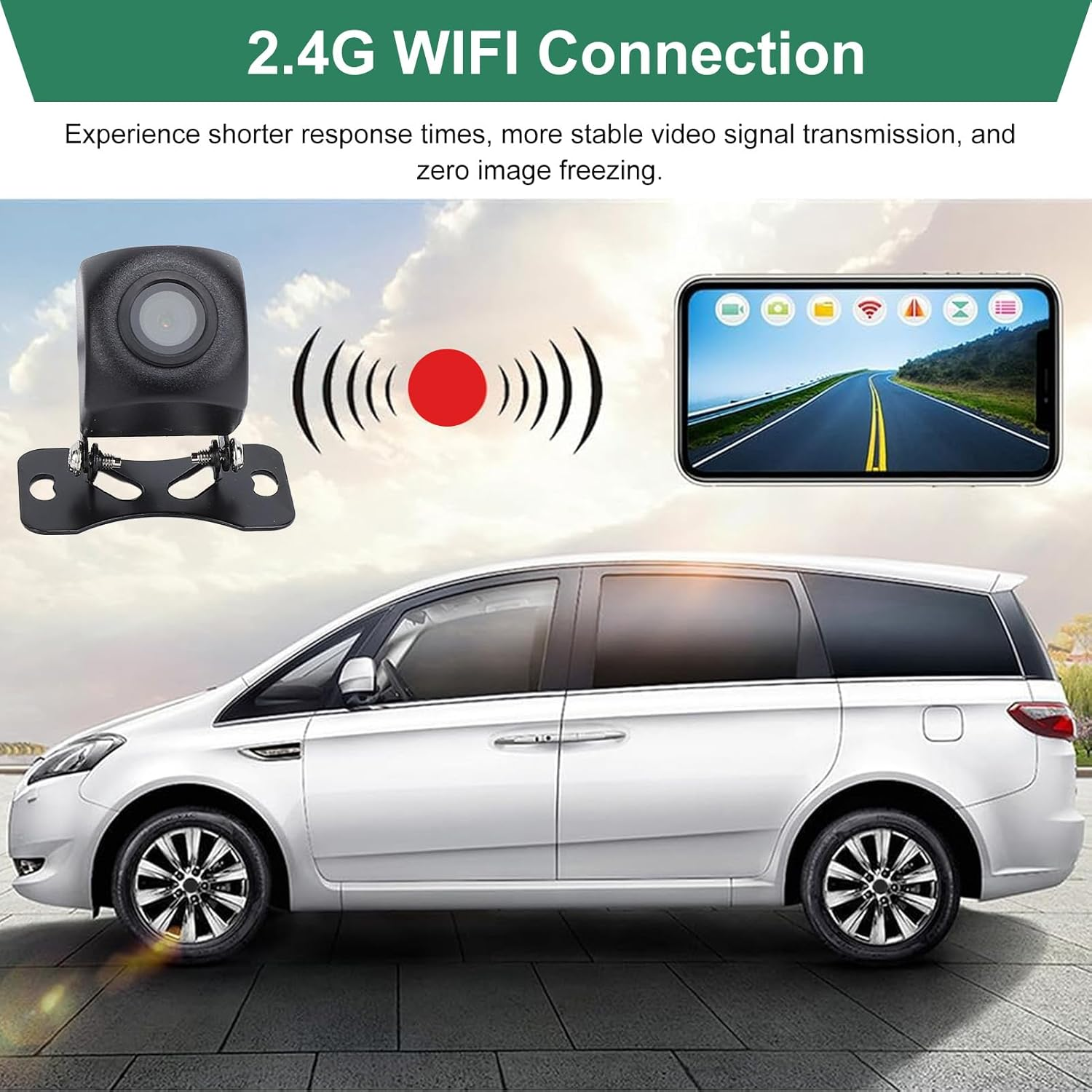 Wifi Car Backup Camera, HD 1080P Reverse/Rear View Camera, 175 Degree Wide Angle, Night Vision Back up Camera for Iphone for Ipad for Android Phones for Car Pickup SUV Sedan image number 5