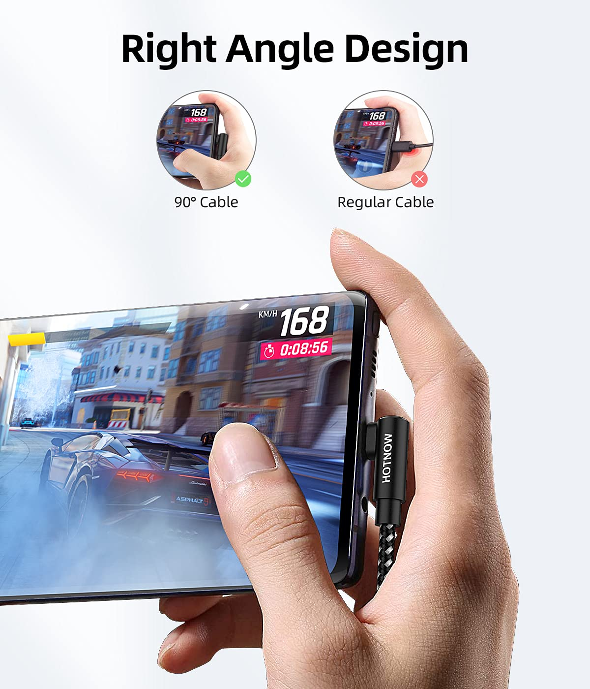 HOTNOW Short Right Angle USB to USB C Cable 30Cm 3Pack, 0.3M 90 Degree USB C Charging Cable Compatible with Iphone 17 16, Galaxy S25 S24, Power Bank and Other Type C Devices image number 3