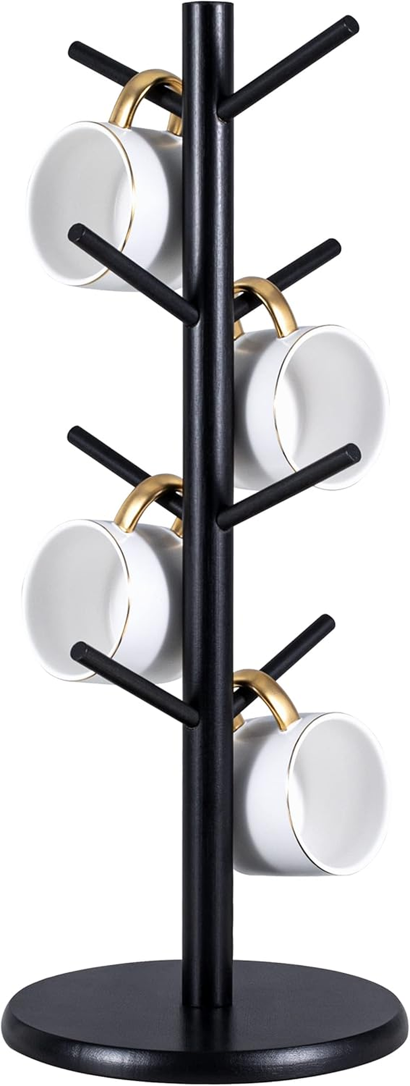 Mylifeunit Mug Holder Tree, Black Coffee Cup Holder with 8 Hooks, Wood Mug Hanger Stand for Counter image number 5