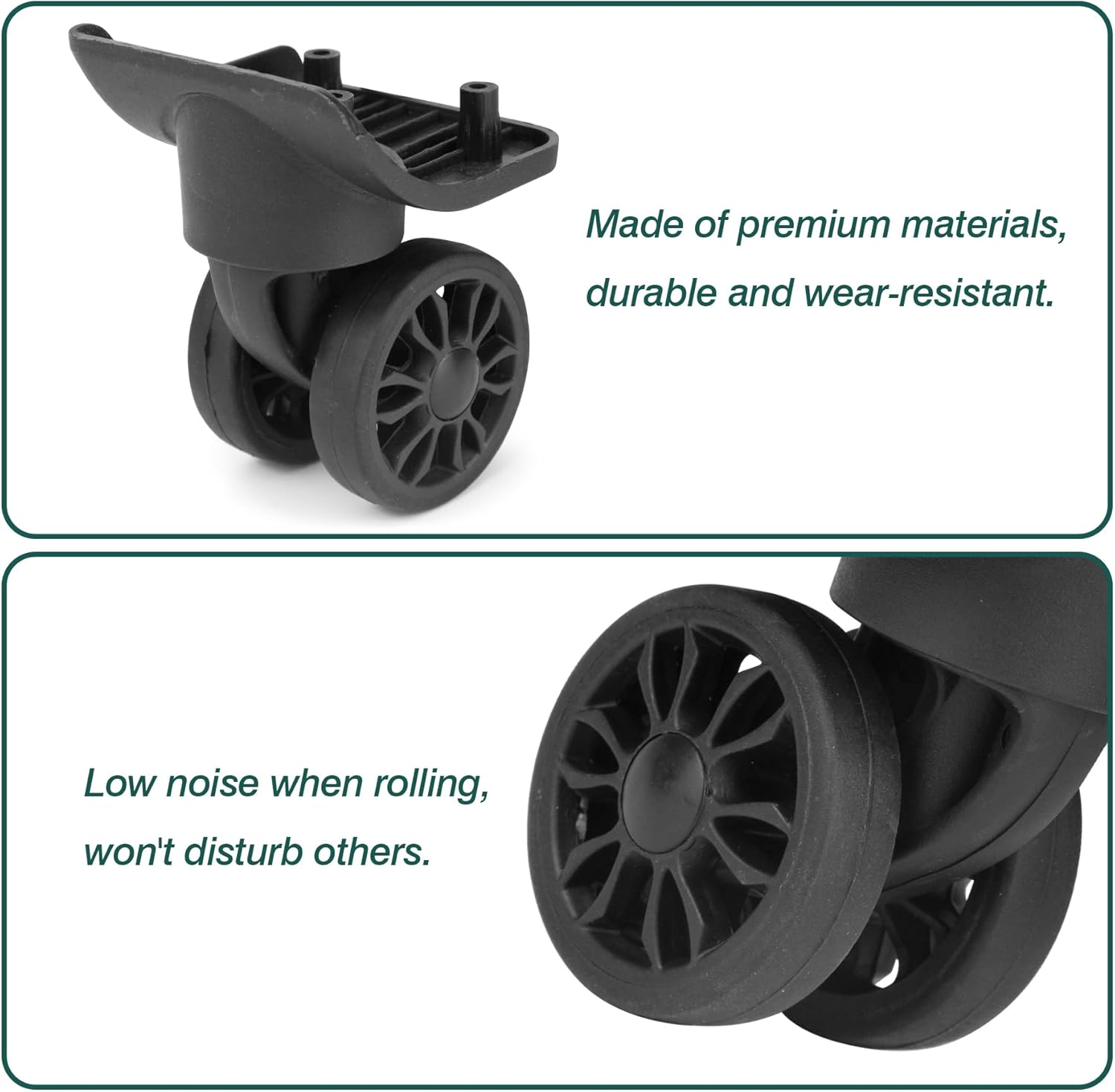 1 Pair Luggage Wheels Replacement Black Double-Row Suitcase Parts Caster Trunk Wheel Luggage Suitcase Trolley image number 5