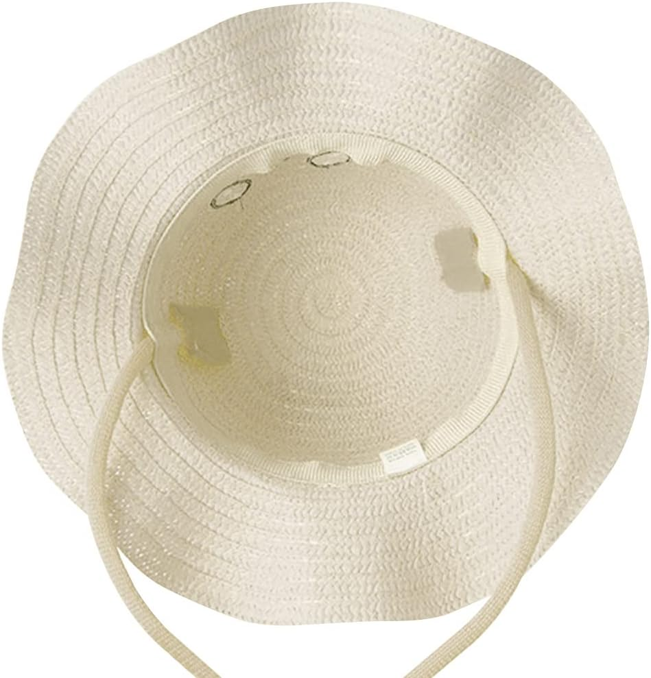 Haozaikeji Kids Straw Sun Hat Girls Breathable Wide Brim Summer Bucket Hat with Jumping Rabbit Ear Sun Protection Beach Hat for Travel & Outdoor Activities - Pink image number 2