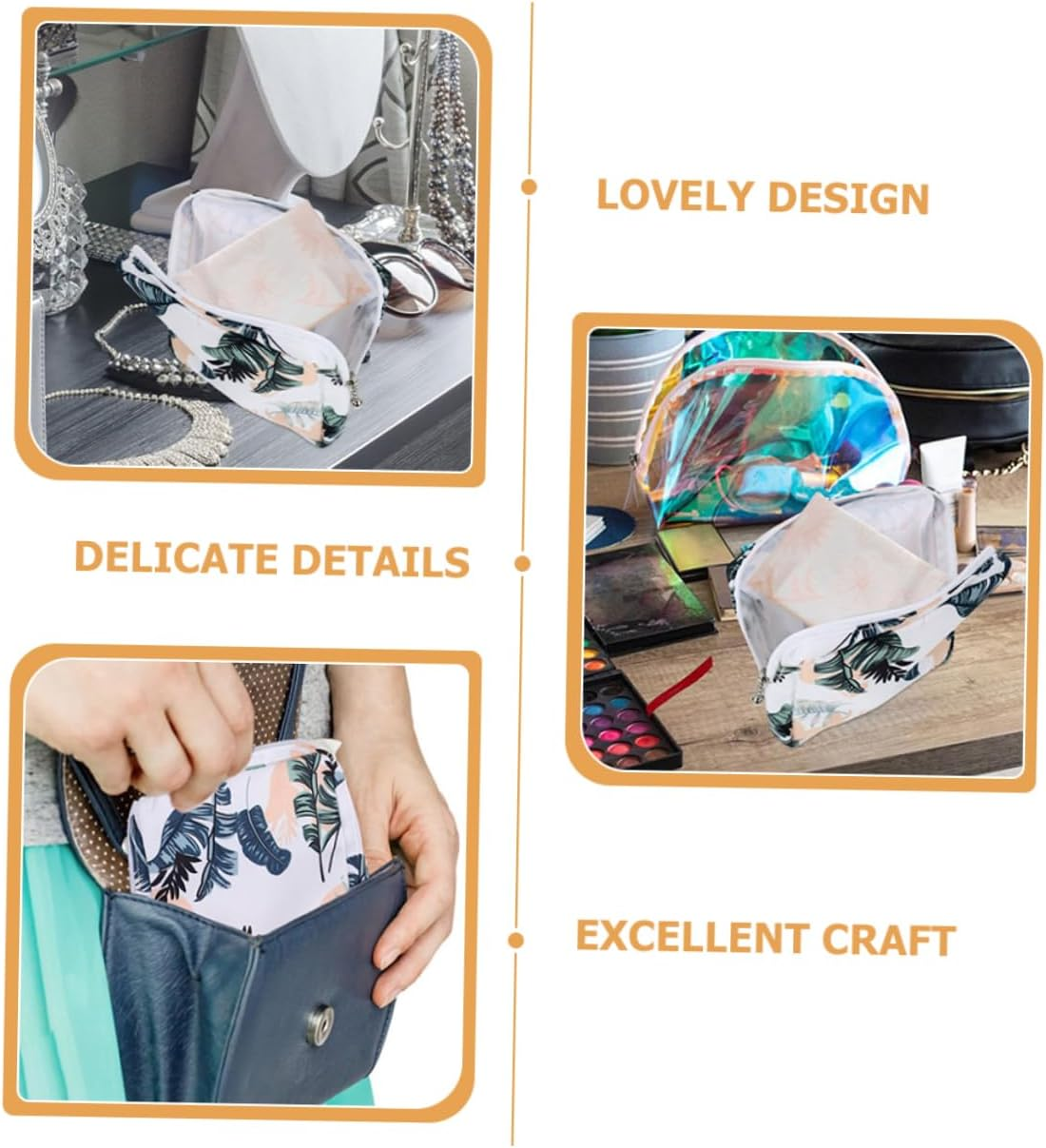 BUTIFULSIC 4Pcs Sanitary Napkin Storage Bag Coin Purse Handbag Aunt Towel Container Practical Period Bag Sanitary Napkin Bag Sanitary Bags for Feminine Products Washable Leaves image number 4