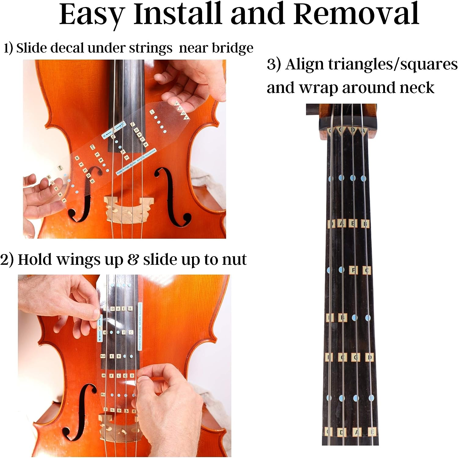 Fantastic Finger Guide for Cellos - Music Accessories for String Instruments, Fingerboard and Fretboard Stickers for Learning All Notes, Learn to Play Cello, 4/4 Size image number 4