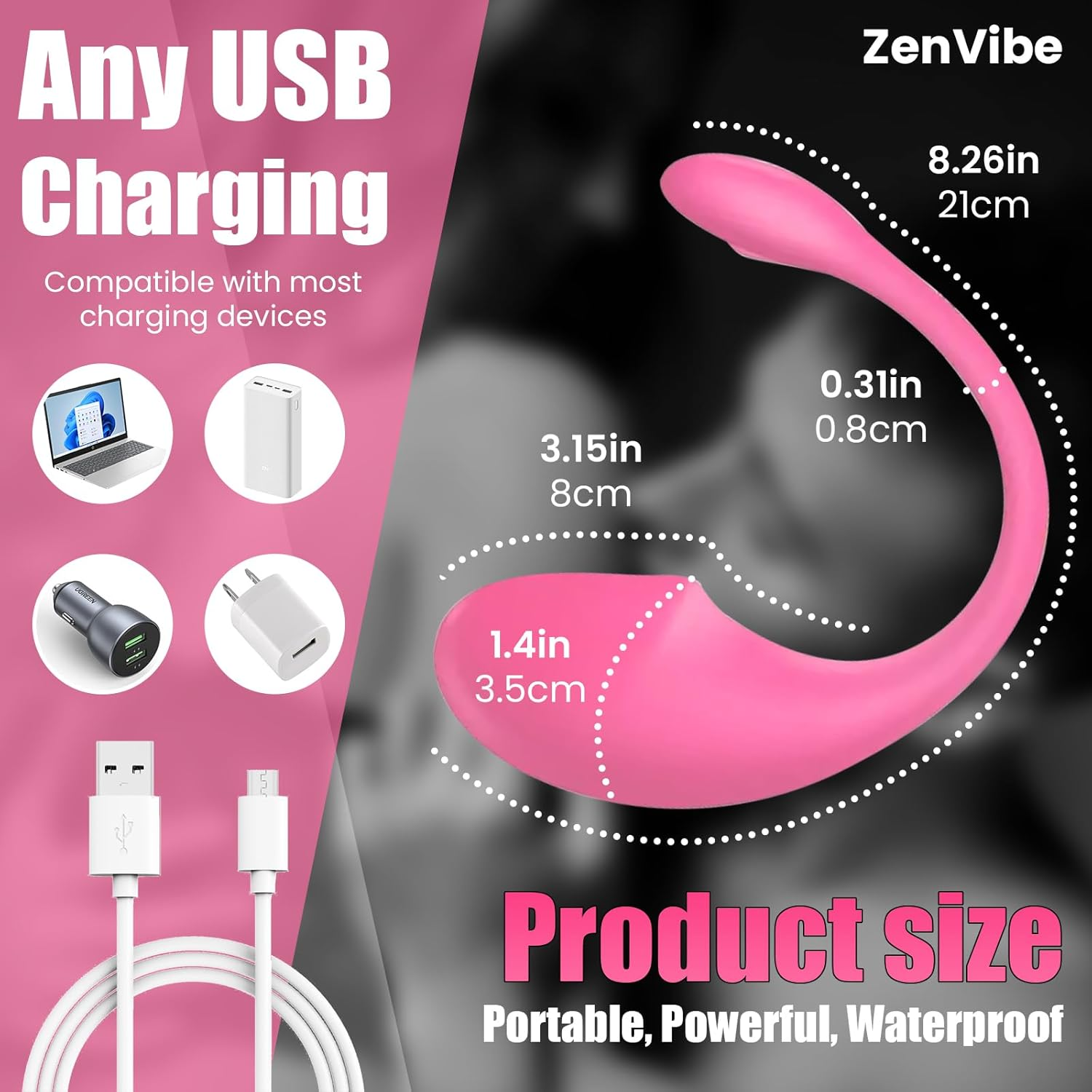 Zenvibe Rabbit Vibrator Sex Toy Women Bluetooth App Control Wearable Couple with 10 Vibrations Long Distance Rechargeable Waterproof Vibrator Clitoris Stimulator Erotic Massager Wearable Panty Device, Discreet, Quiet and Fun image number 5