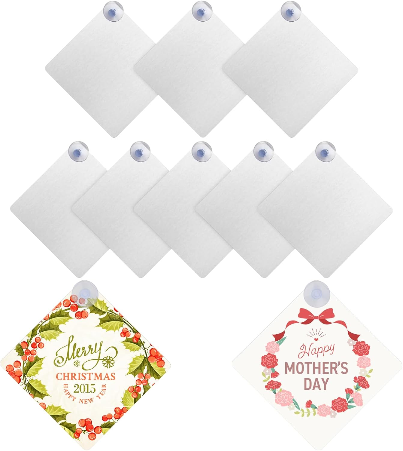 10Pcs Sublimation Blank Suction Cup Sign, Suction Cup Car Window Sign Sublimation Metal Sign Blanks Removable Blank Car Window Sign Car Safety Warning Sign for DIY Crafts image number 3