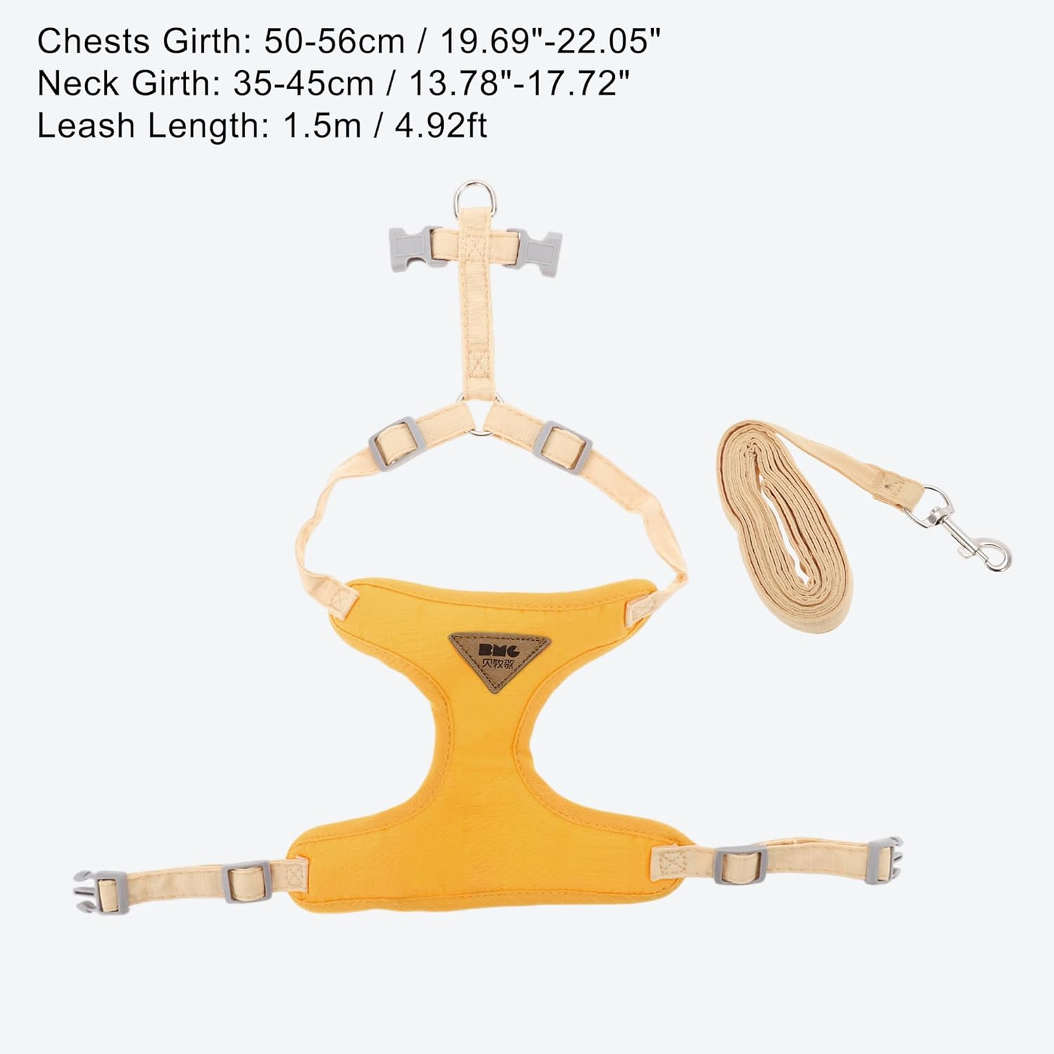 CAPASTEC Soft Cat Harness and Leash Set, Breathable Kitten Harness, Yellow, L