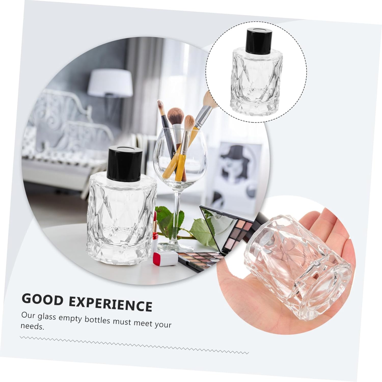 STOBAZA 4Pcs 50Ml Glass Reed Diffuser Bottles Perfume Sample Container Aromatherapy Oil Diffuser for Home D&eacute;cor and Office Fragrance