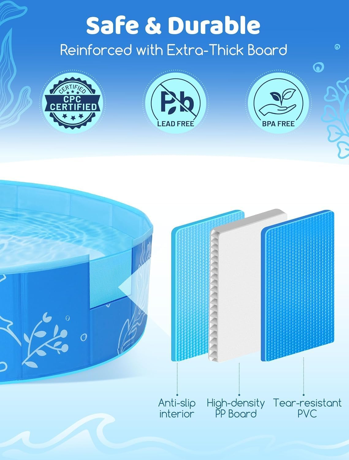 Foldable Kiddie Pool with Canopy: 119Cm Baby Pool and Beach Tent for Toddlers Infants 6-12 Months and Kids 2-4 Years Old - Portable Water Play with Shade for Outdoor Backyard Beach (Blue-Blue)