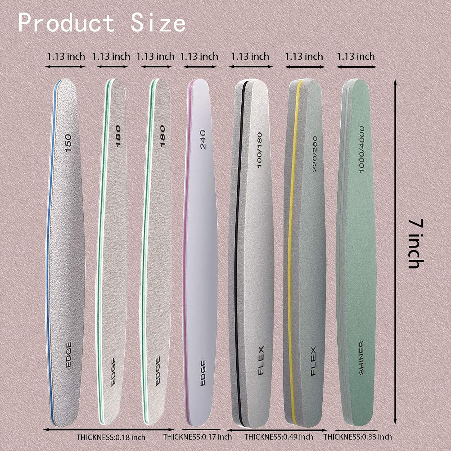 HANHOST Professional 9-Piece Nail File & Buffer Set - Multi-Grit Emery Boards (150、180、240、100/180、220/280、1000/4000) for Shaping, Smoothing & Shining - Natural/Acrylic/False Nails - Home & Travel Nail Care Kit image number 2