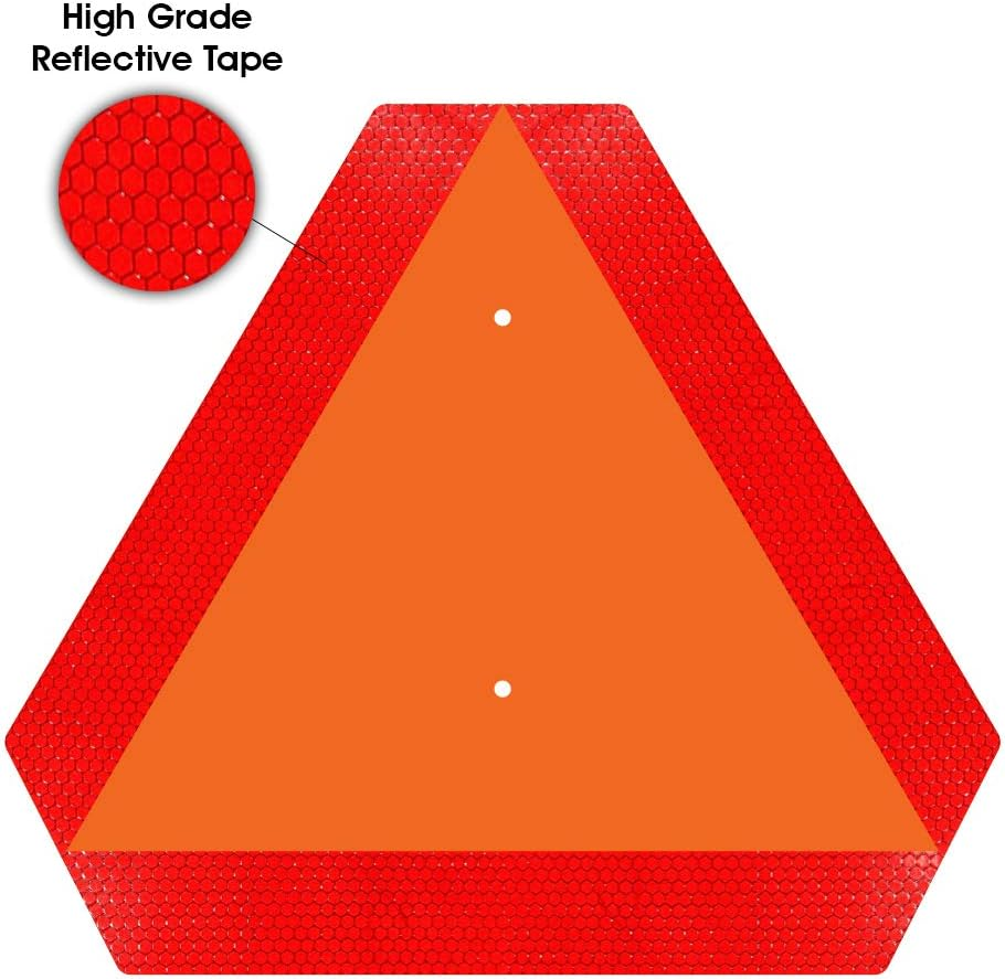 Ignixia Slow Moving Vehicle Sign, 0.4 Mil Rust Free Aluminium Slow Moving Vehicle Triangle Signs, 14&rdquo;X 16&rdquo; Inches Orange Base with Reflective Border, SMV Sign for Golf Cart, UTV, Safety Signs image number 6