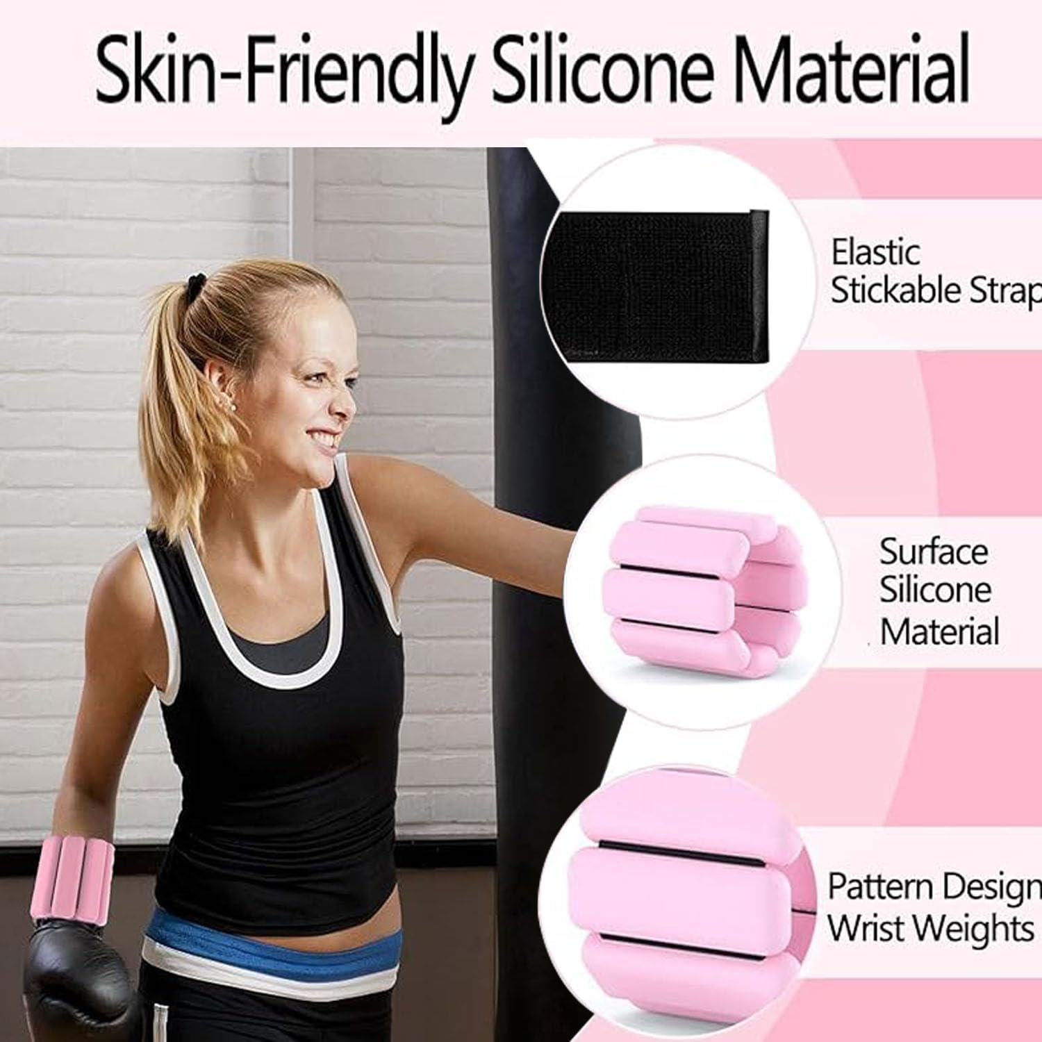 Lxcshljx 2PCS Wrist Ankle Weights(1Lb/Pair), Adjustable Wearable Wrist and Ankle Weights for Women Men, Silicone Weighted Wristlet Bracelet Wraps for Exercise, Yoga, Dance, Pilates, Aerobics, Workout image number 5