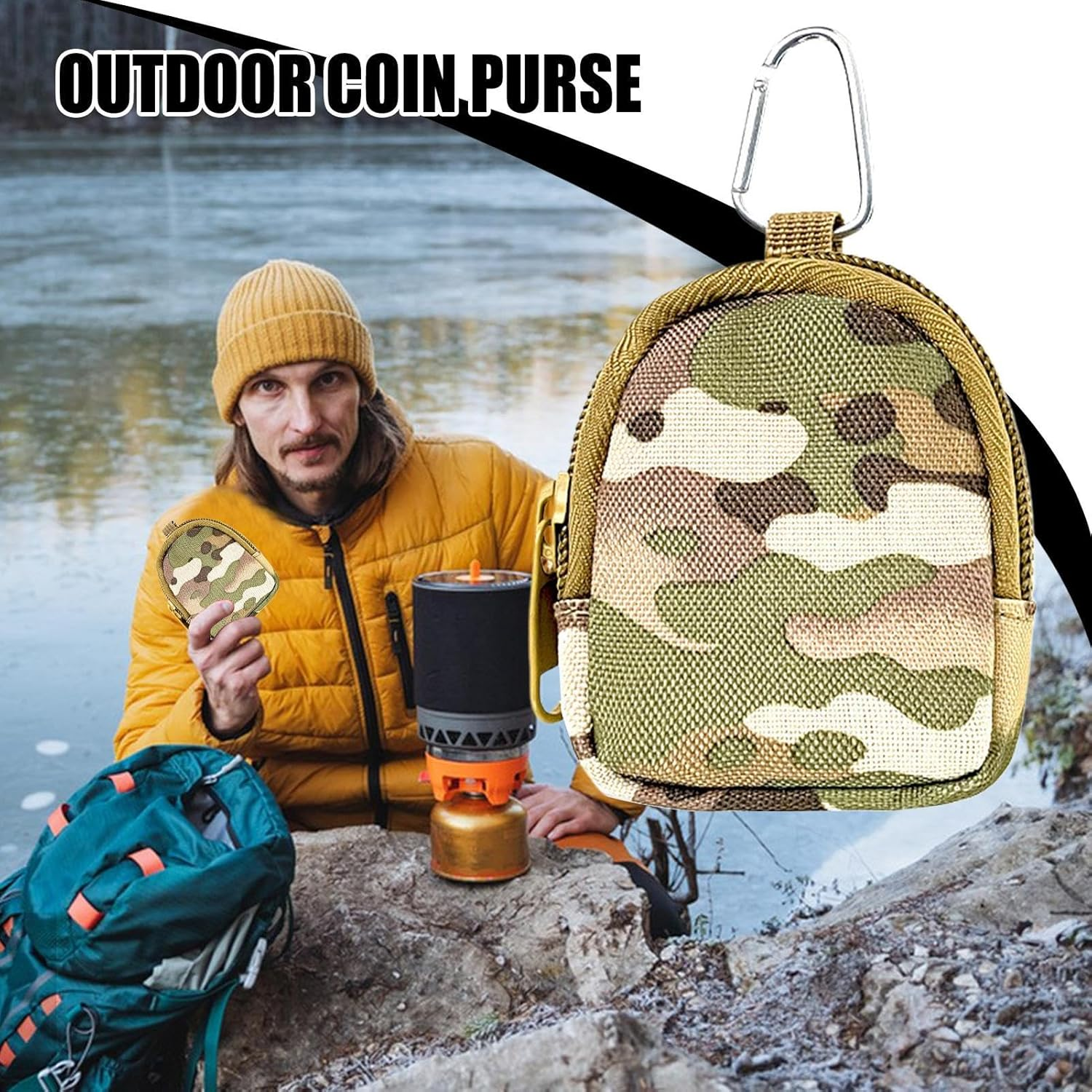 Mini Backpack Purse Small Zipper Purse | Fashion Keychain, Car Key Holder, Headphones, Cash, Cards, Great for Women and Men, Travel, School, Outdoor Activities, Sende, Camouflage, Consulte La image number 2