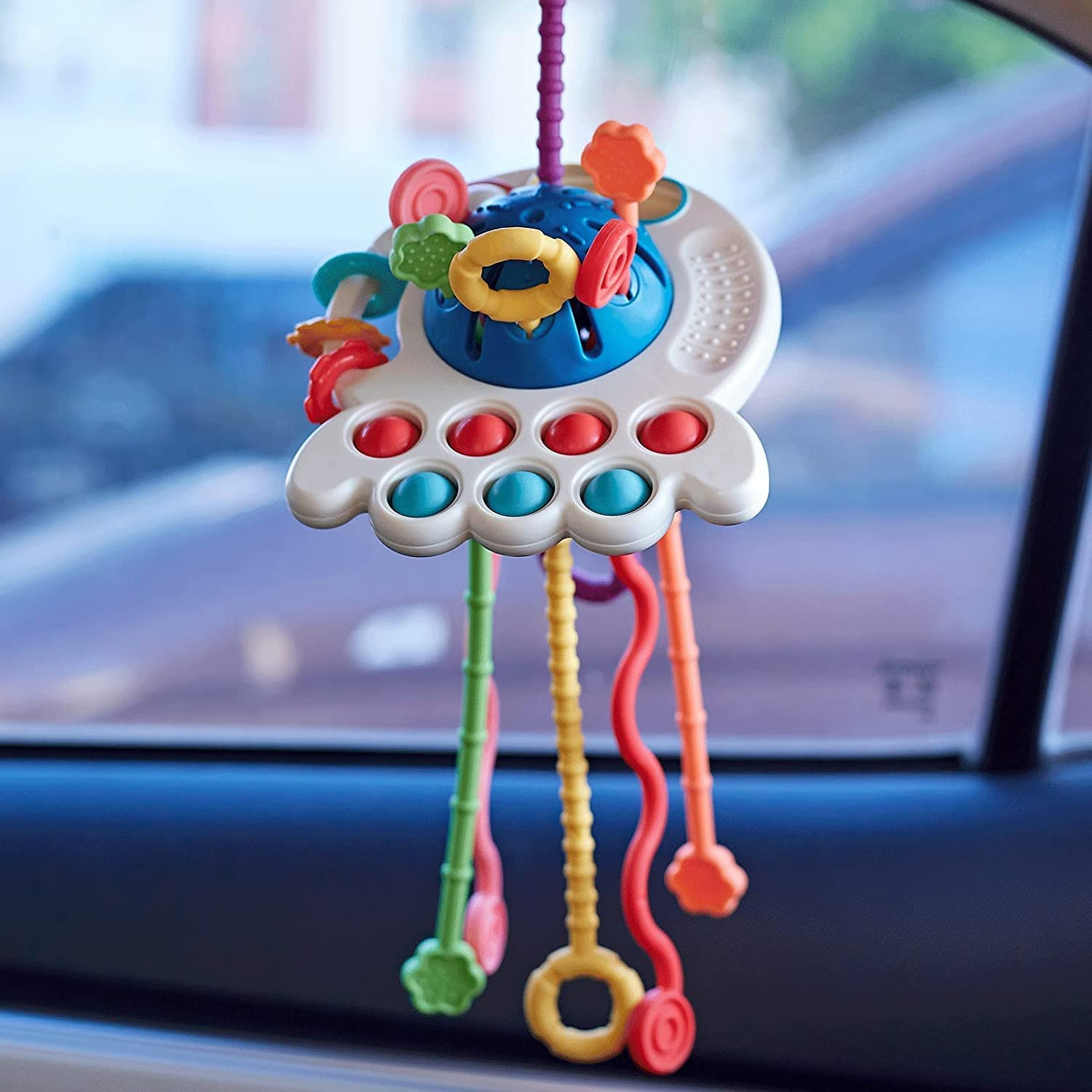 Montessori Toys UFO Food Grade Silicone Drawstring Activity Toys Toddler Learning Activities Silicone Toys Baby Travel Toys Baby Fine Motor Skills Toys Gifts 1+ Year Old Colorful image number 6