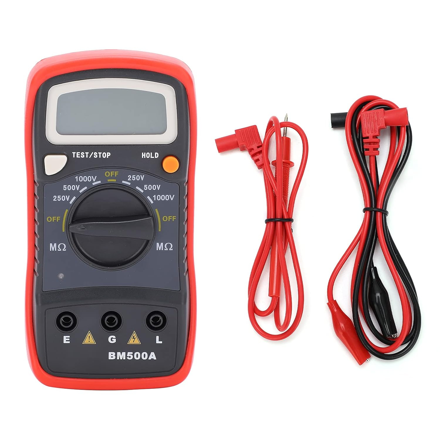 Gernie Resistance Tester, BM500A 1000V LCD Display Resistance Tester Electronic Tester Digital Insulation Resistance Meter Portable Megohm Meter for Maintenance, Test and Inspection, Gernie0K39Scr2Ib image number 1