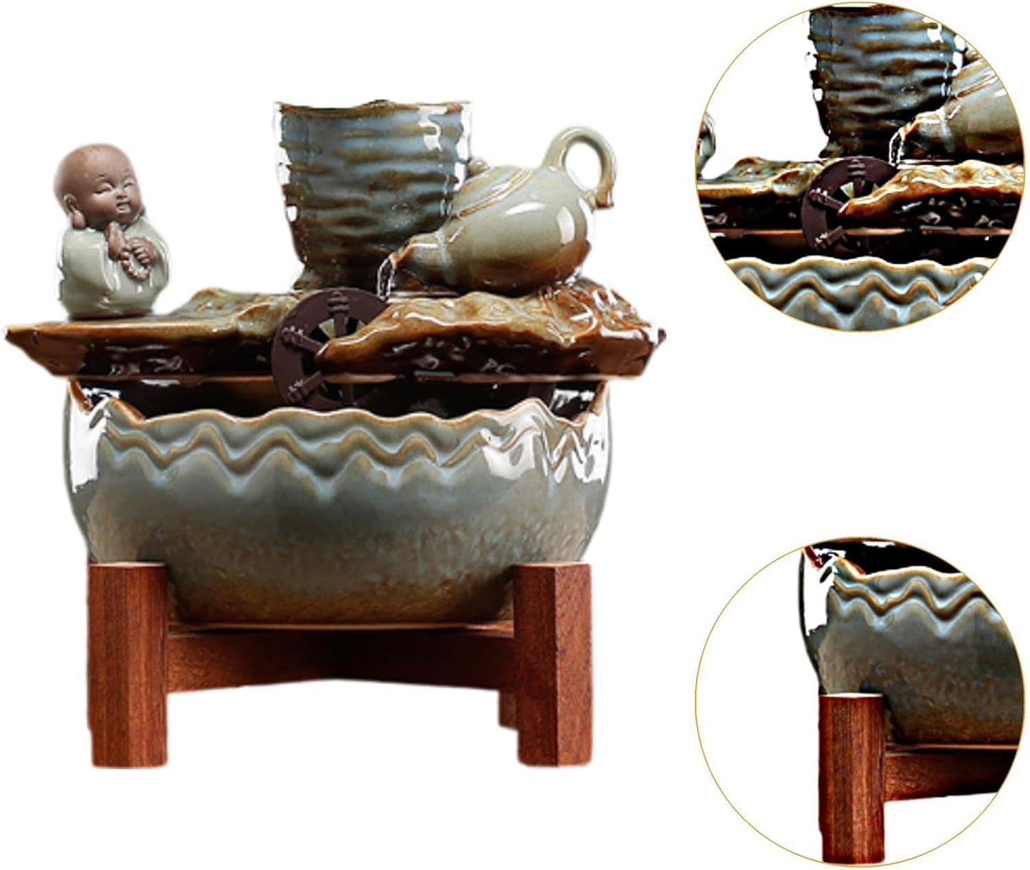 Fonowx Tabletop Fountain Water Pump Indoor Waterfall for Farmhouse Deck Bedroom image number 2