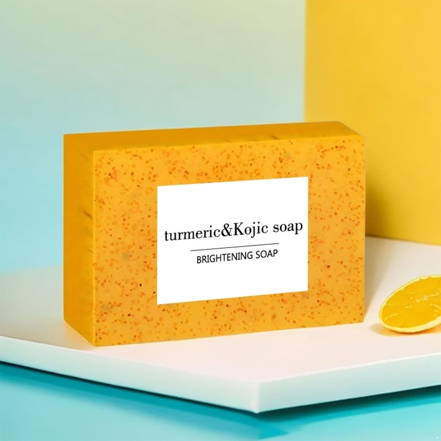 RUNQHUI Brightening Kojic Acid Turmeric Lemon Soap Bar for Dark Spots & Even Skin Tone, Gentle Exfoliating Body Soap for Oily Skin, Daily Face and Body Wash Yellow One Size - Yellow 3Pcs image number 2