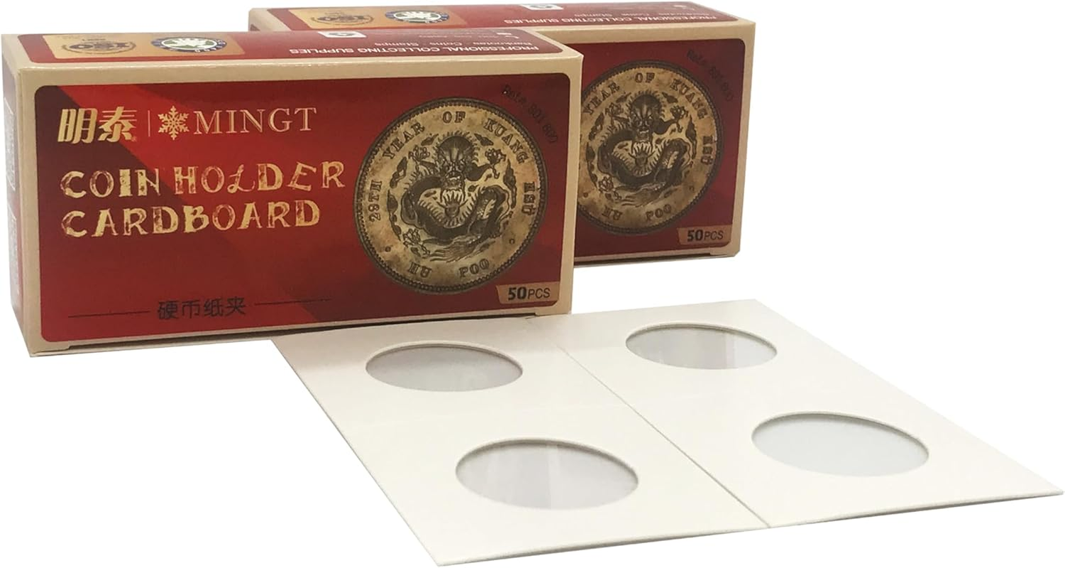 PCCB MINGT 100PCS White Cardboard Coin Holder Protector Display Storage Coin Flips Holder Card 2X2 for Coin Collection Supplies and Collecting (31.5 MM) image number 6