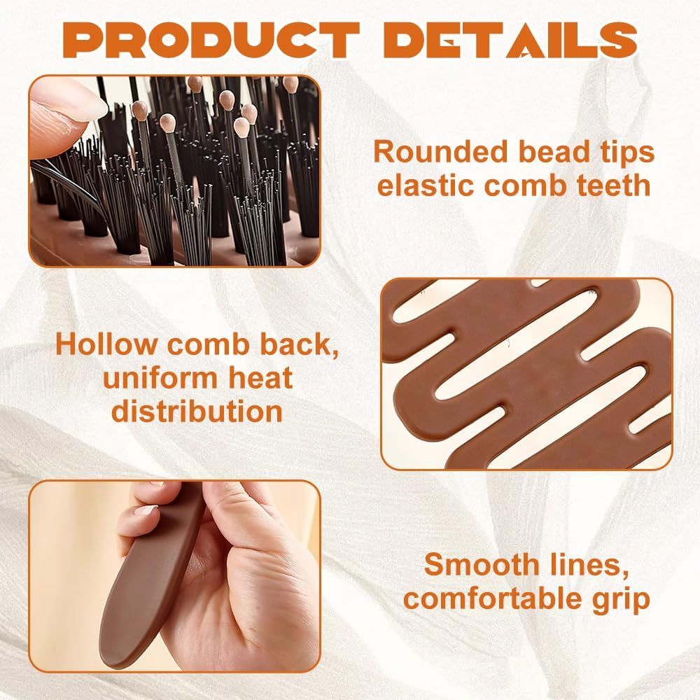 2Pcs Cithway Volume+ Bristle Hair Brush,Boar Bristle Hair Brush & Slick Back Brushs for Women,Volume, Smoothing & Frizz Control for Daily Styling image number 3