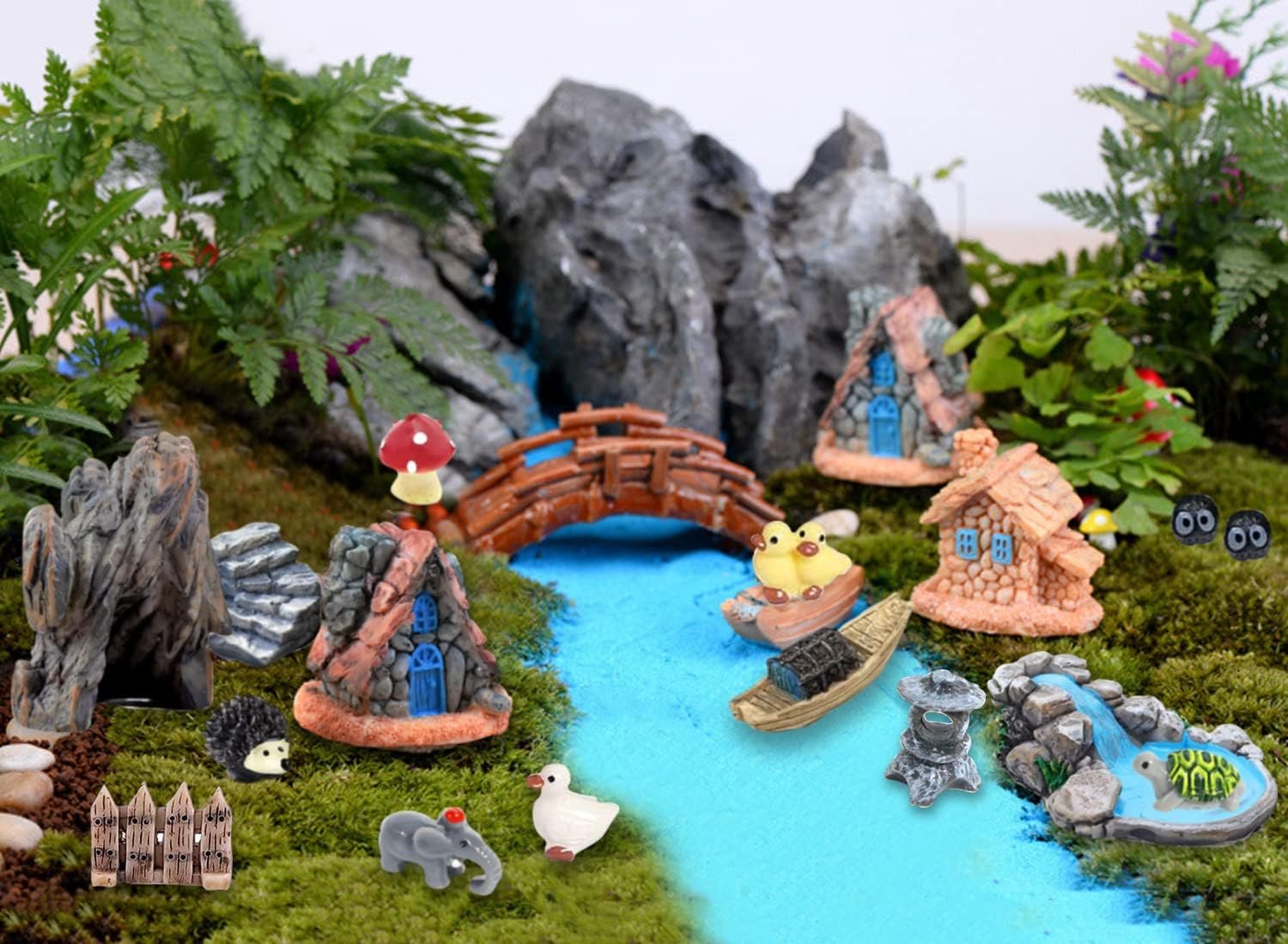 CHAKANLX Fairy Garden Accessories Outdoor, 42 Zen Accessories, Miniature Decorations Supplies for Micro Landscape Decoration Plant Pots Bonsai Craft Decor-Miniature Kit,Ca2-Hy1006 - Multicolor image number 2