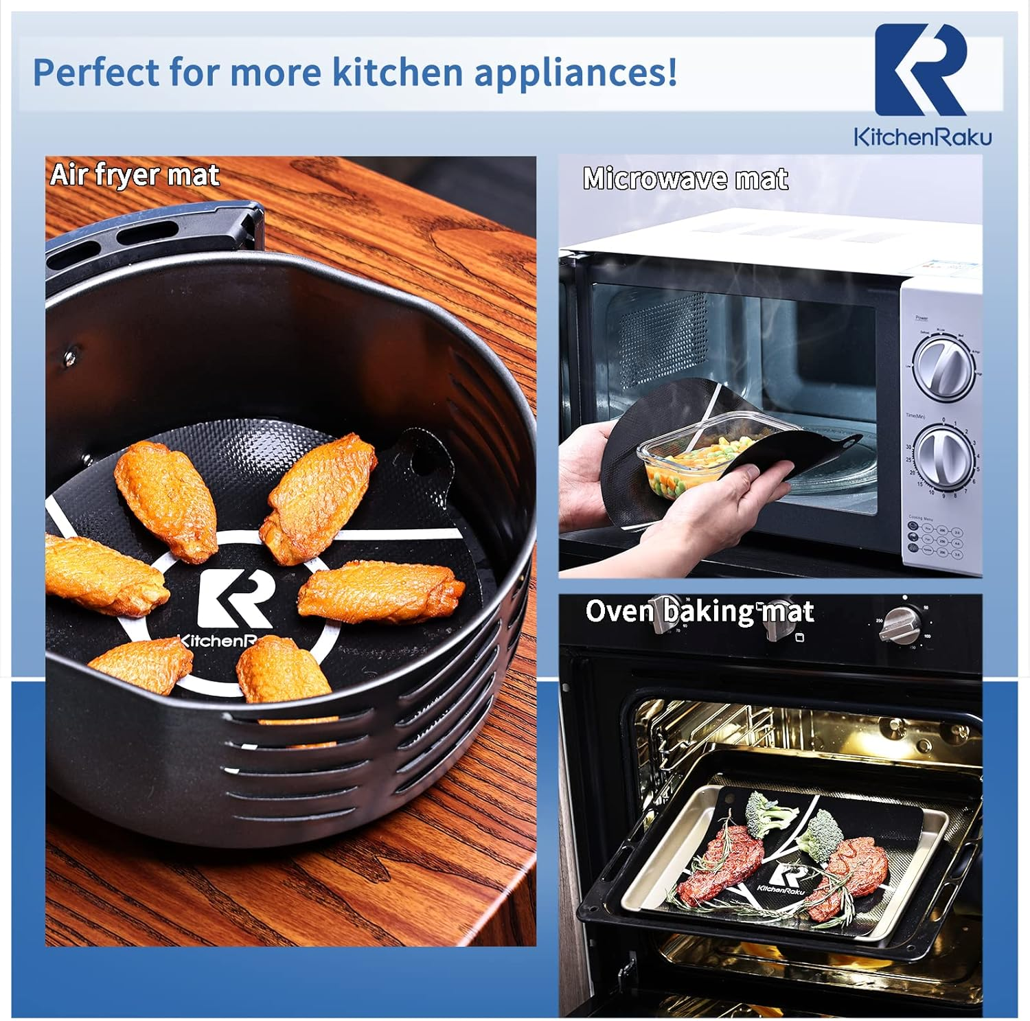 2 PCS Induction Cooktop Mat - Induction Hob Protector- (Magnetic) Cooktop Scratch Protector - for Induction Stove ,Multifunctional Silicone Mats - for Air Fryer Liners by Kitchenraku (20Cm, Black) image number 4