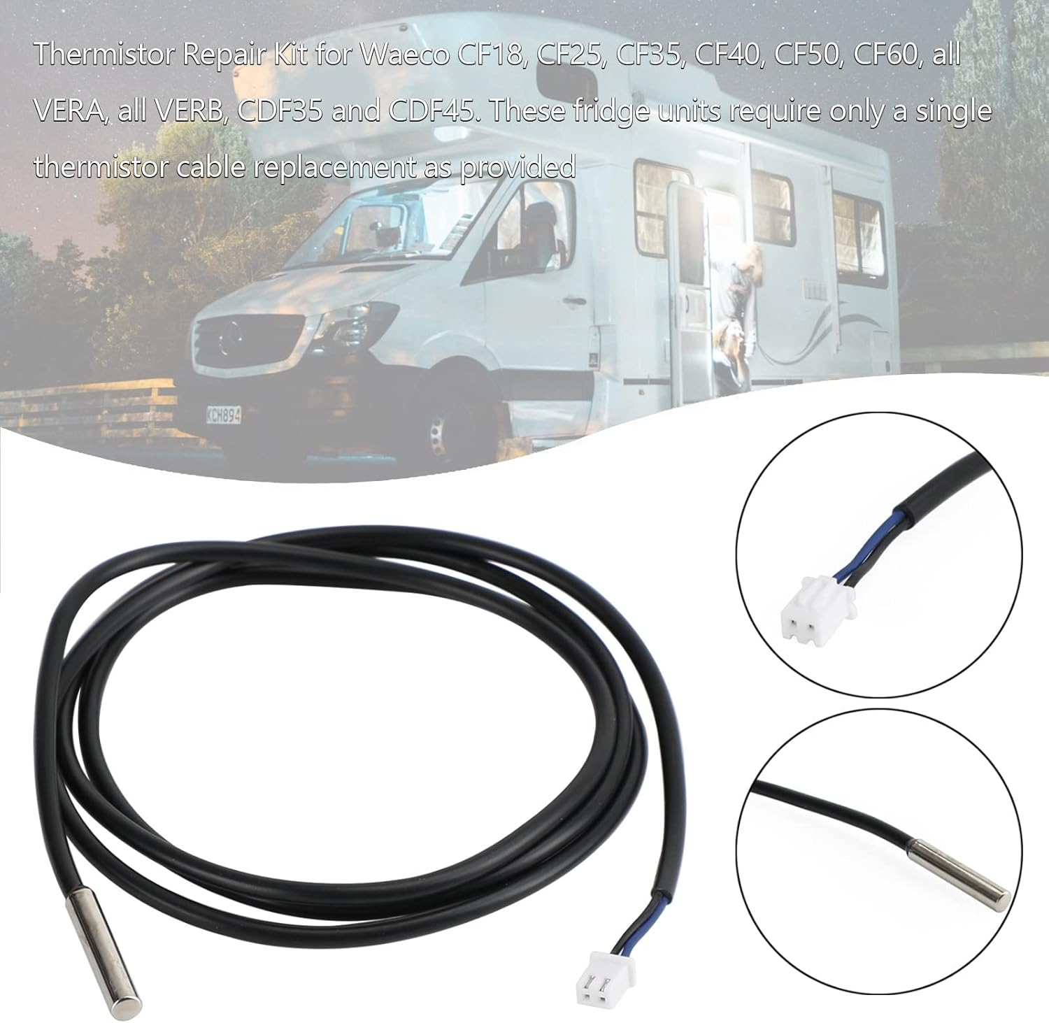 Areyourshop Thermistor Repair Kit for Waeco CF18 CF25 CF35 CF40 CF50 CF60 for VERA for VERB for CDF35 for CDF45 Replacement Thermistor Cable Hermetically Sealed Fridge Parts Compatible