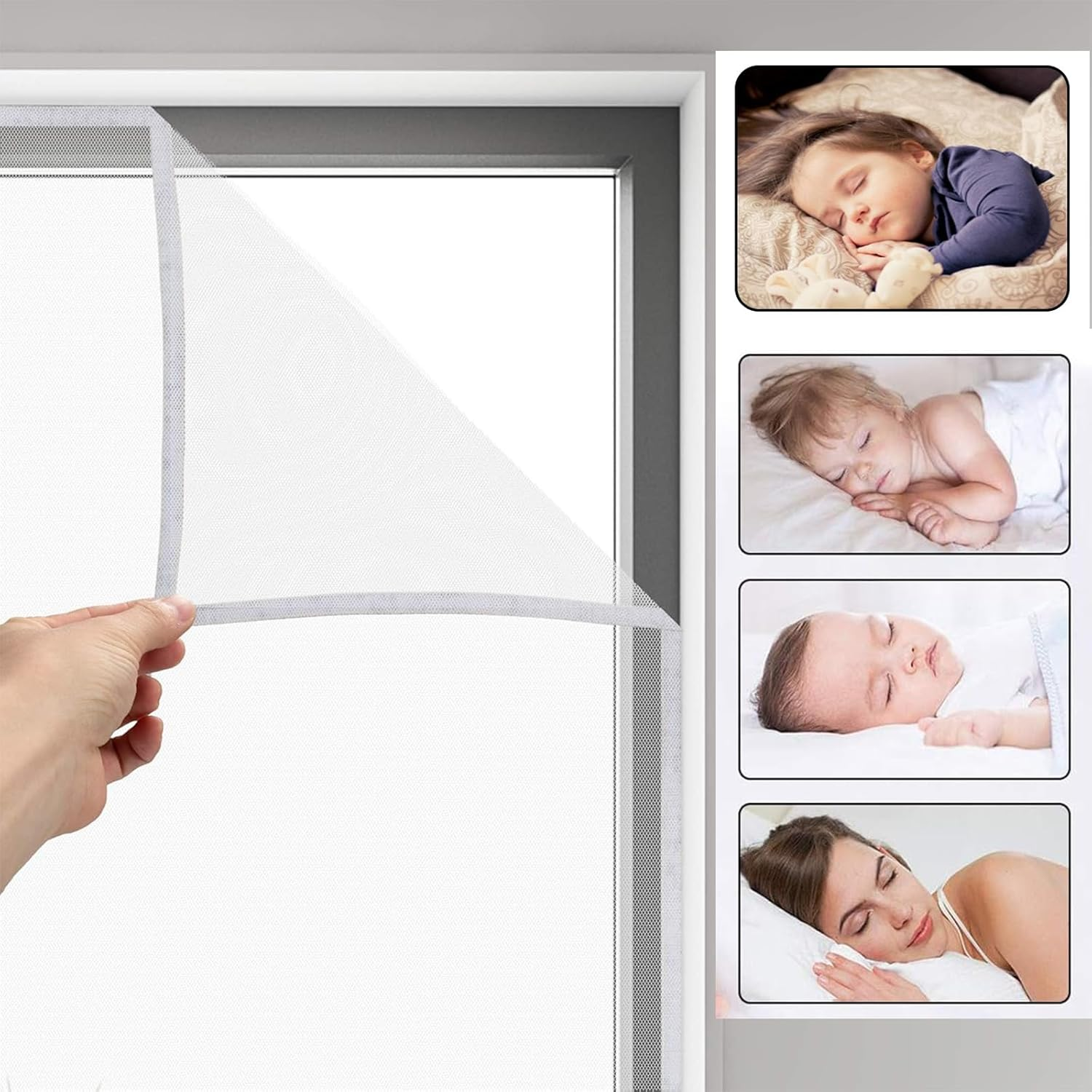 HENWUBEI White Mosquito Net Window Screen - 1.3M X1.5M Easy Install Washable Mesh for Bedroom/Office, Removable Tape & Reusable Bug Barrier image number 4