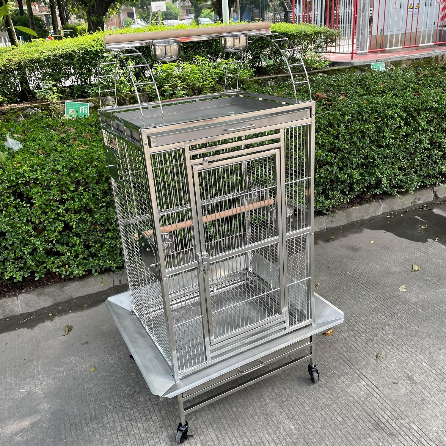 BMWPET SUS201 Stainless Steel PLAYTOP Style Bird CAGE Parrot CAGE 150Cm image number 6