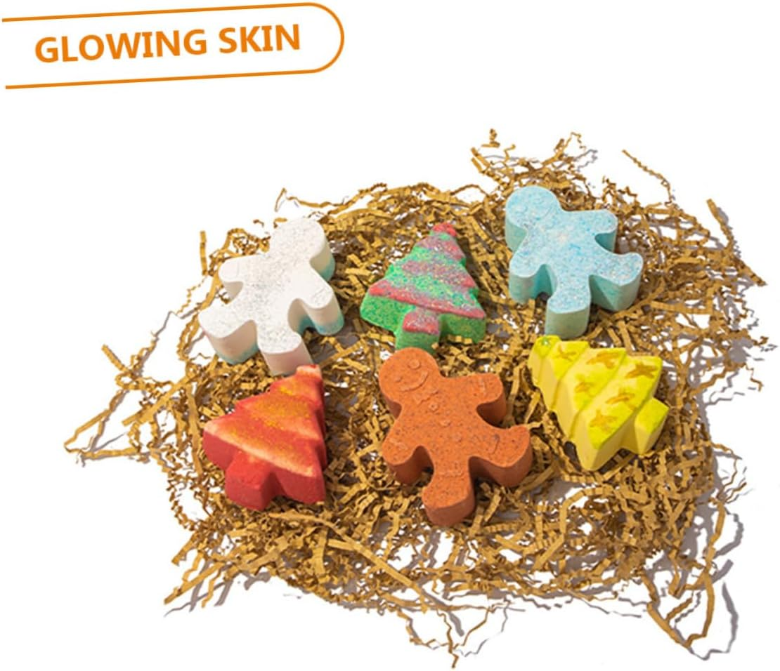 COOLHIYA 6Pcs Christmas Bathing Bomb Salt Ball Gingerbread Man Skin-Friendly Bubble Bath Salt