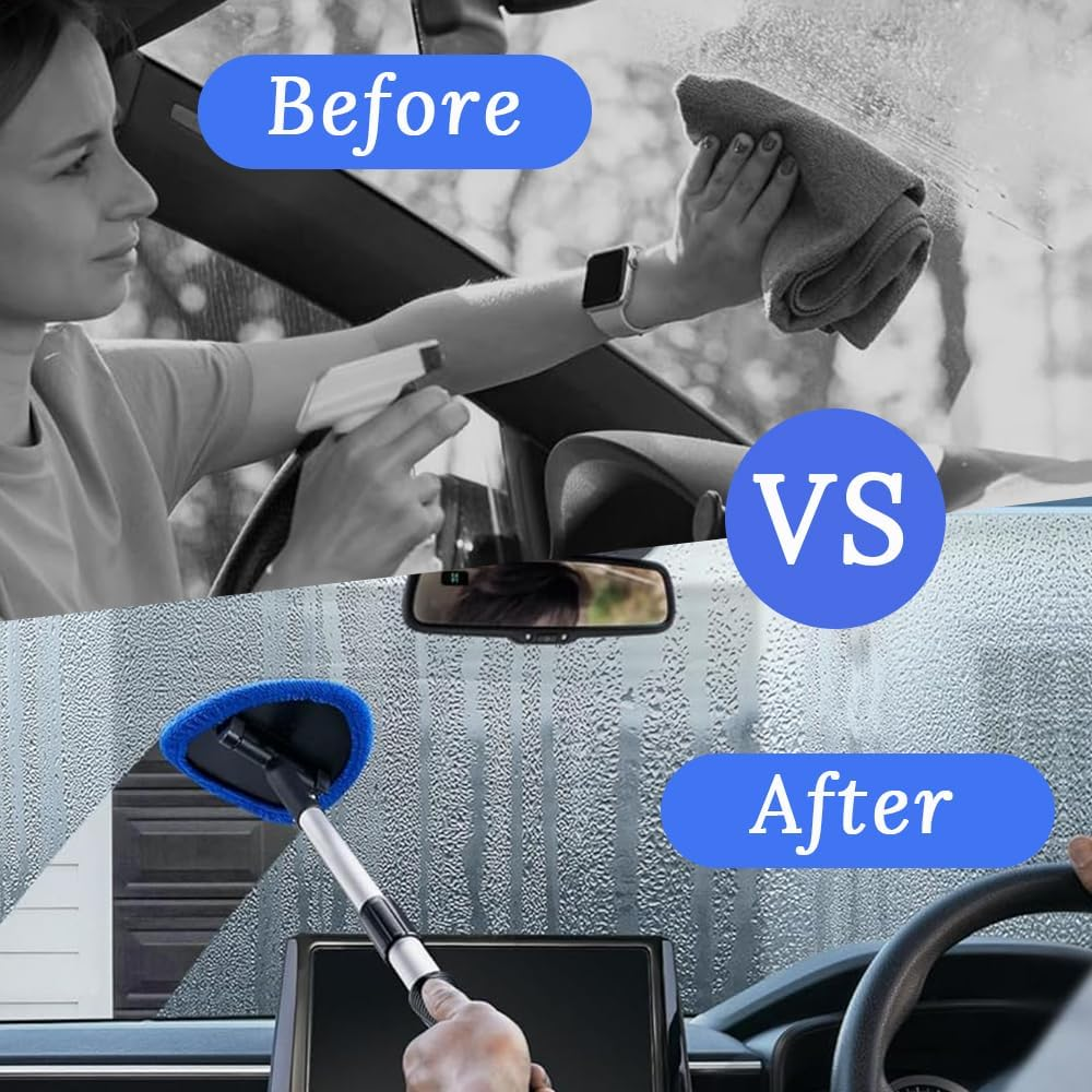 Windshield Cleaning Supplies, Cleaning Supplies, Window Cleaner Wiper Tool with Retractable Handle, Auto Glass Cleaning for Car Detailing, Truck, SUV, RV and Home Windows (Blue) image number 2