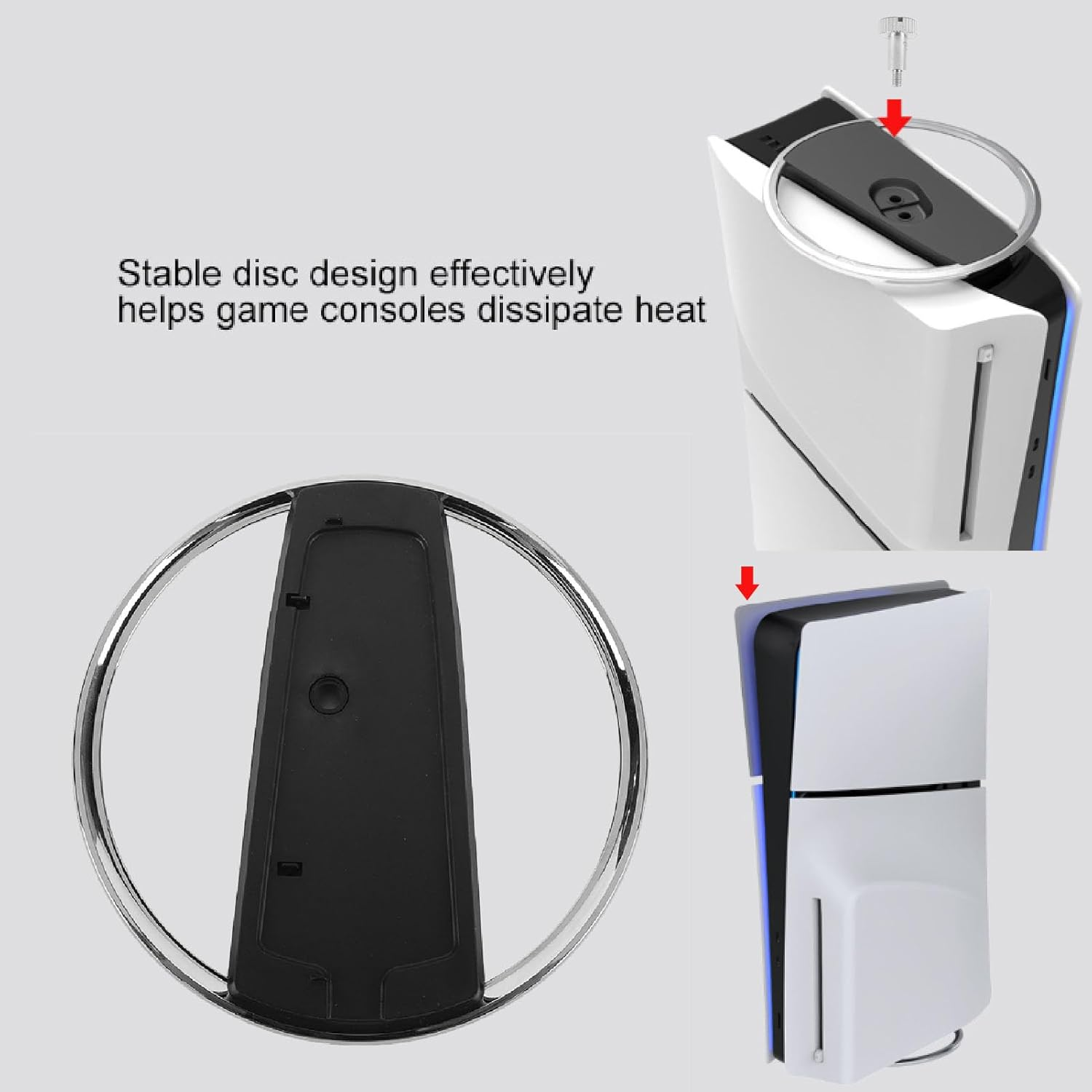 Vertical Stand for Slim/Disc/Digital Edition Gaming Consoles, Base Stand Replacement for CFI-1000 CFI-2000, Non Slip Base Bracket with Screw image number 4